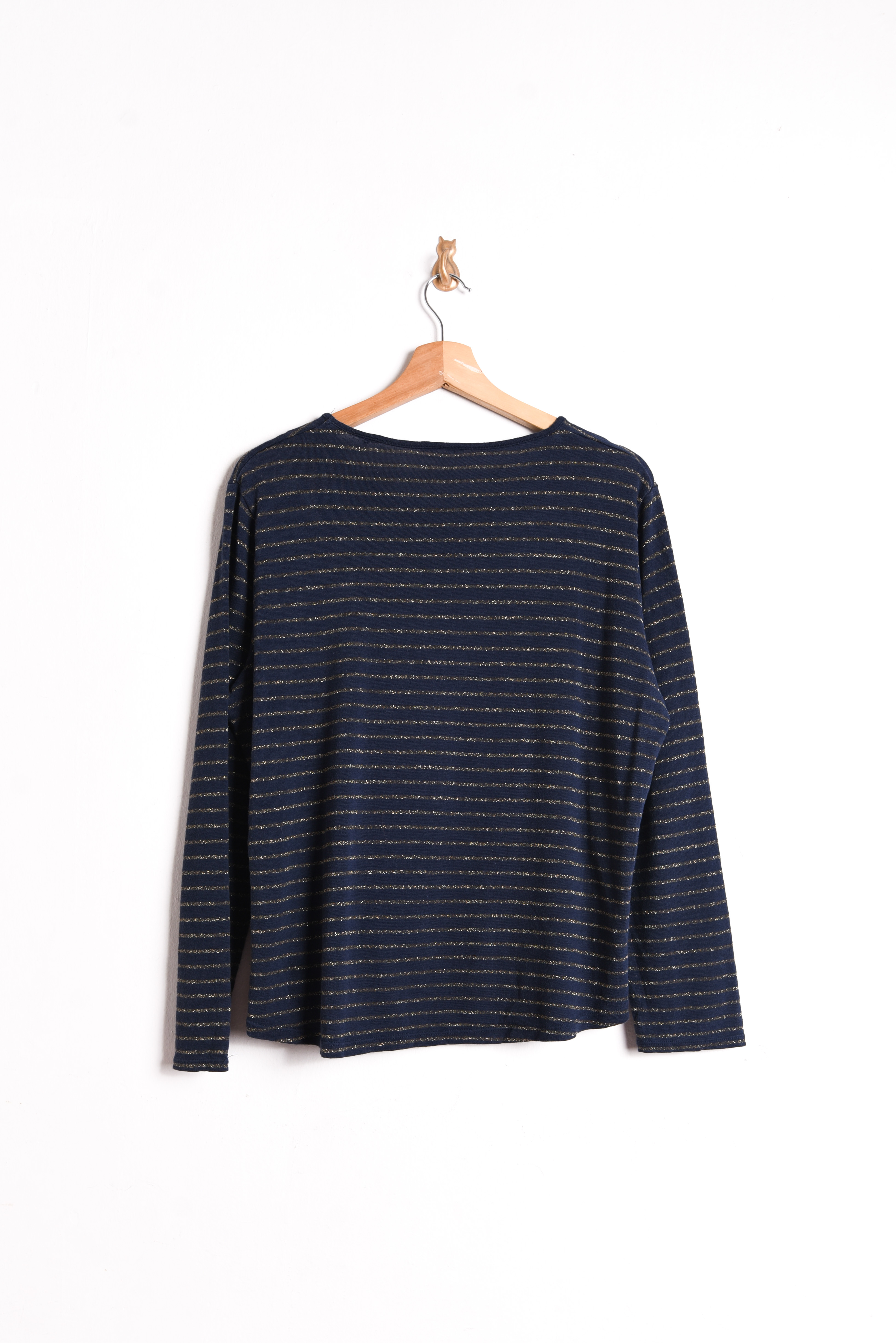 Top rayado azul brillos