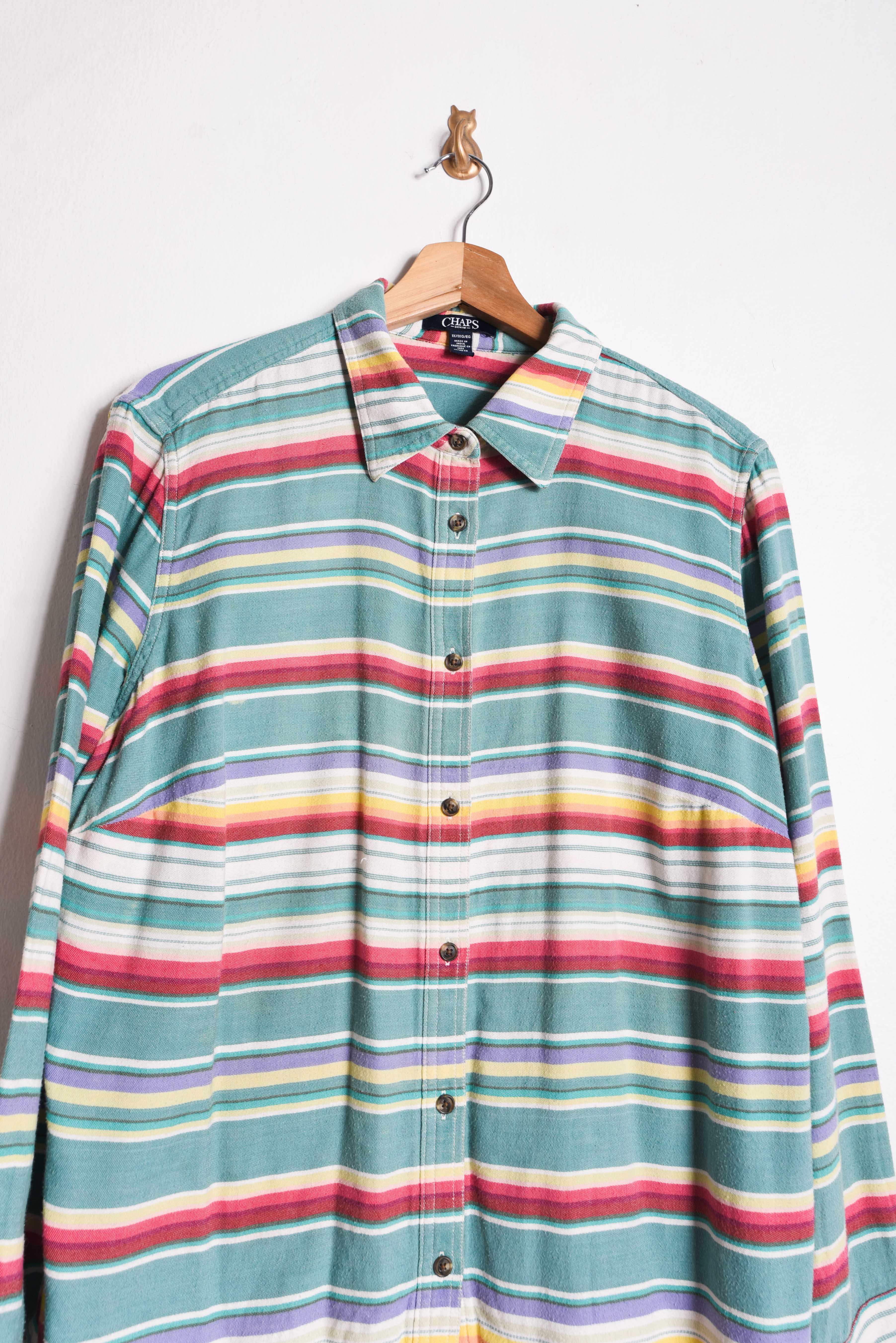 Camisa turquesa franjas