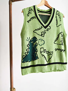 Sweater vest verde dinosaurios