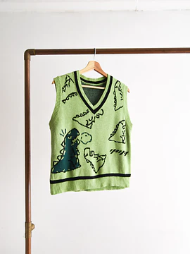 Sweater vest verde dinosaurios