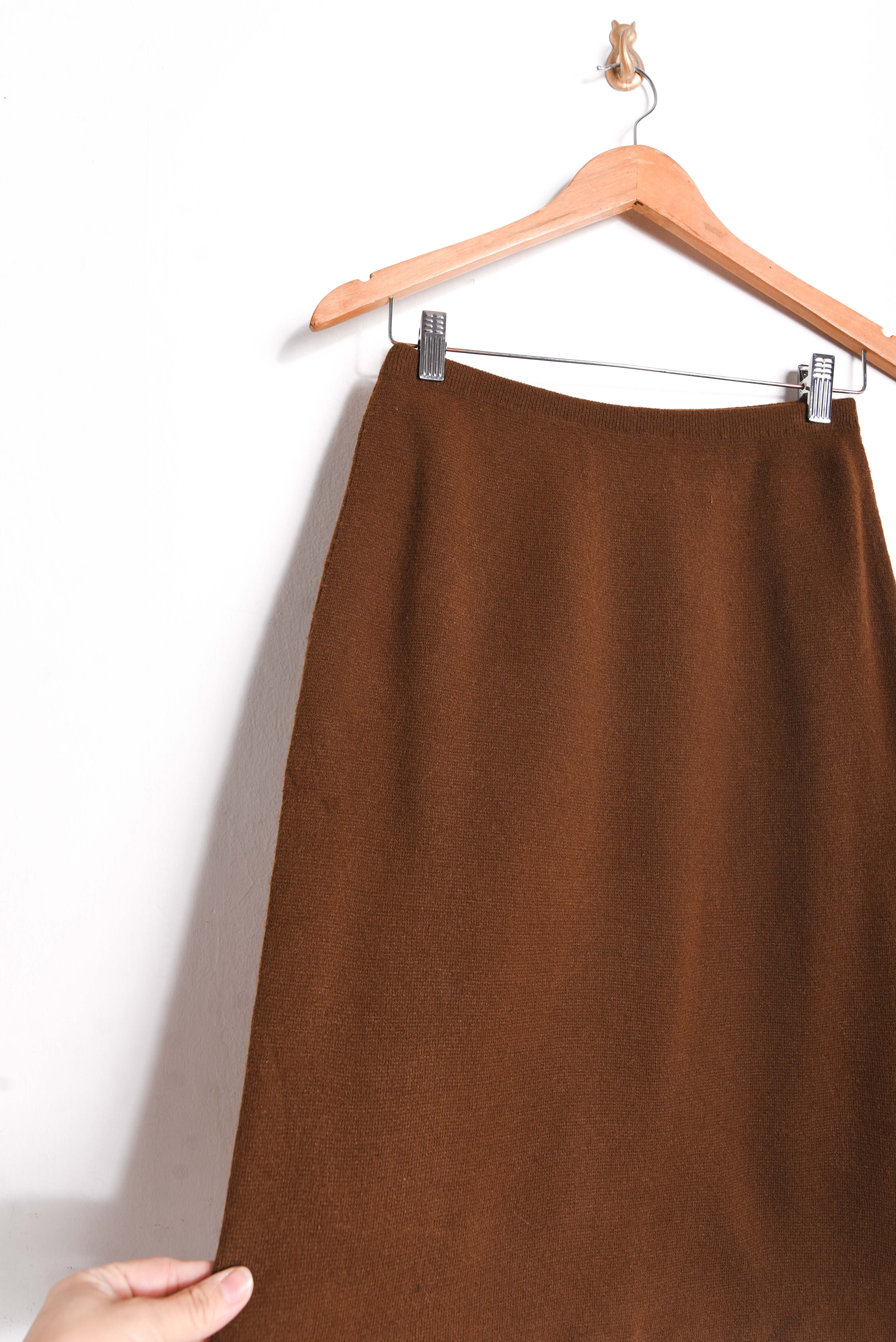 Falda tejida café chocolate vintage 60s