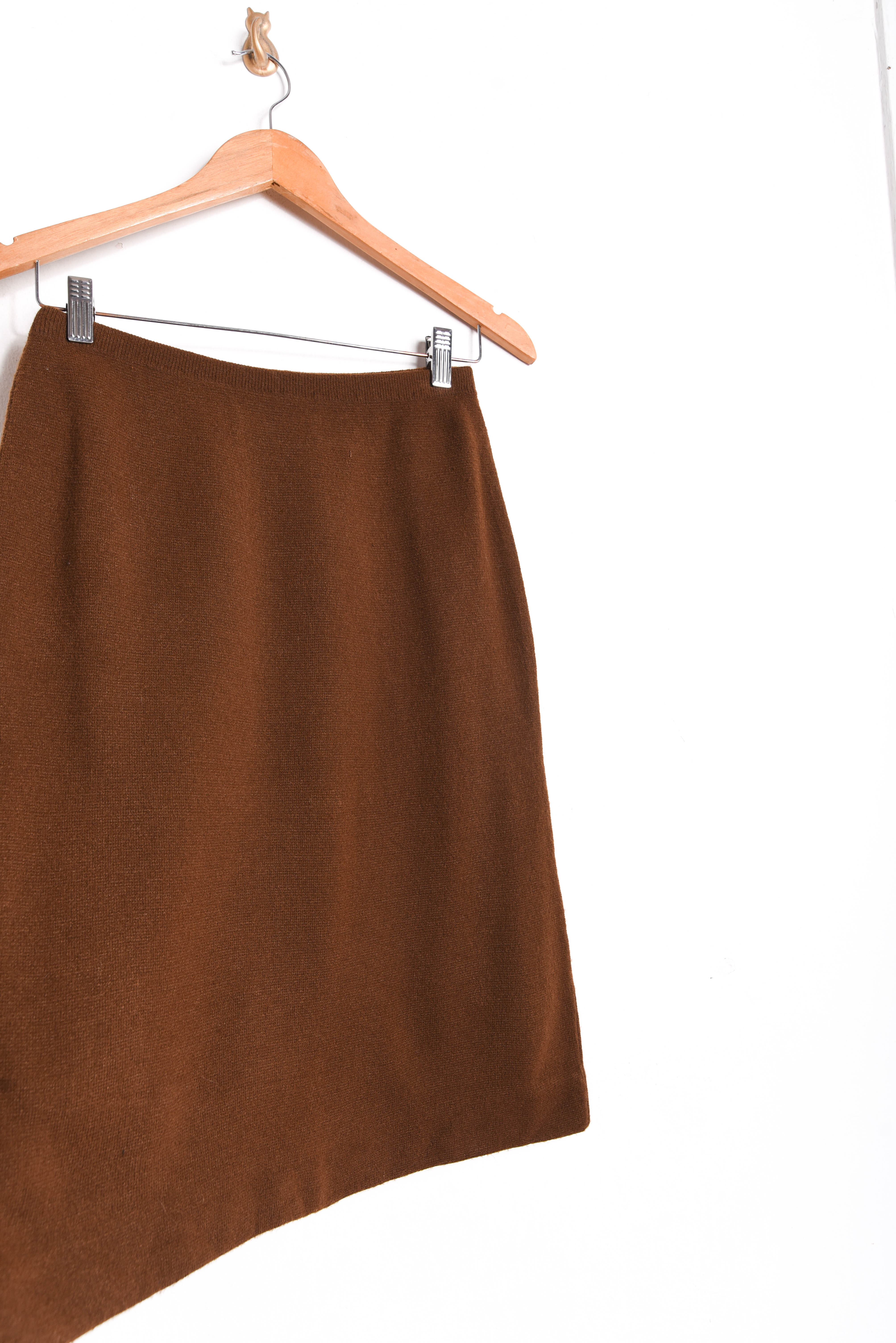 Falda tejida café chocolate vintage 60s