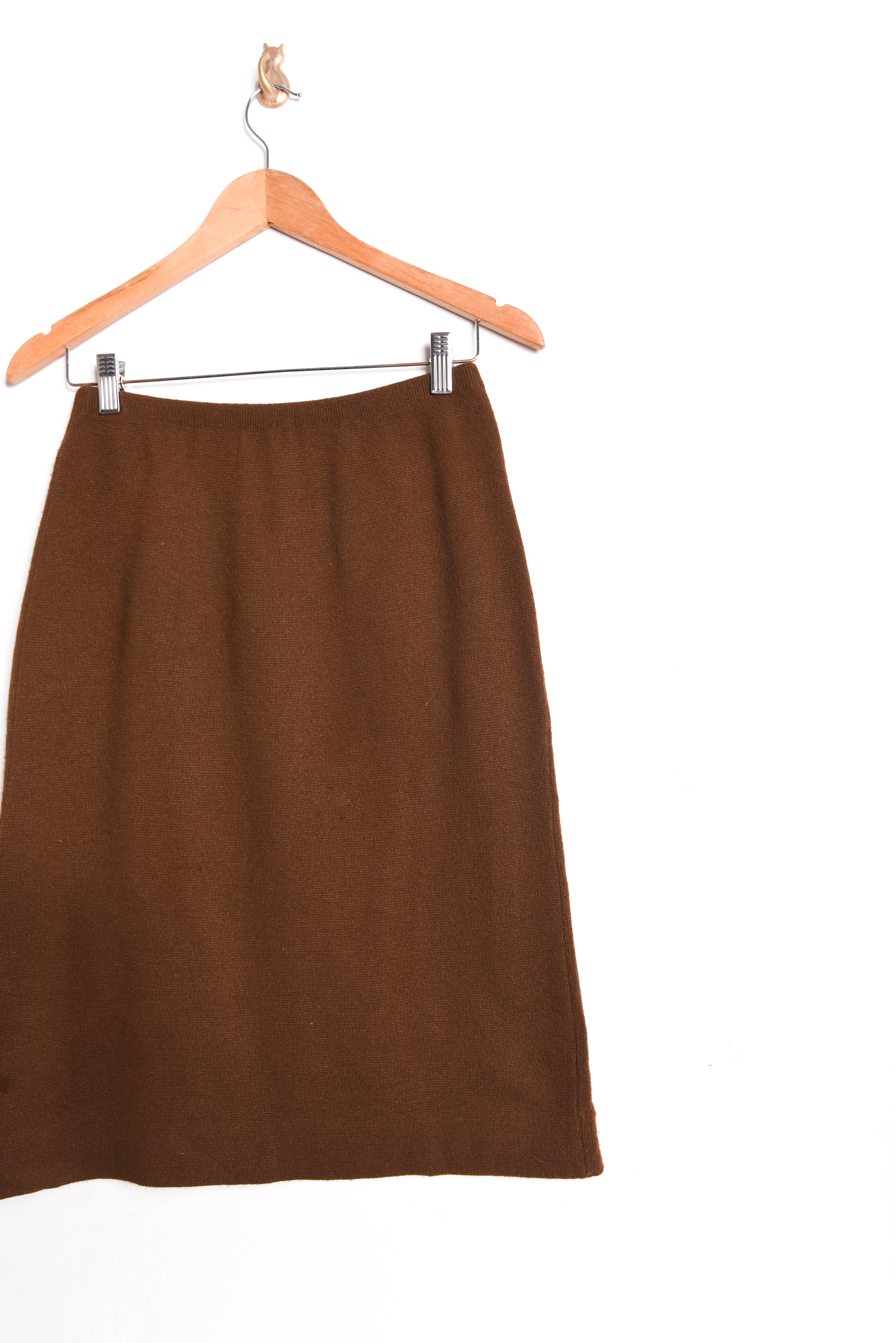 Falda tejida café chocolate vintage 60s