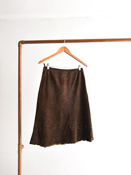 Falda café gamuza vintage 90s