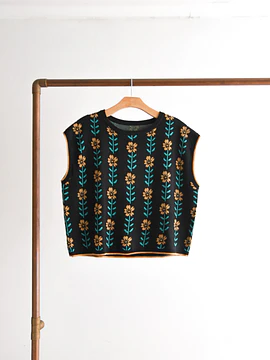 Sweater vest café florecitas