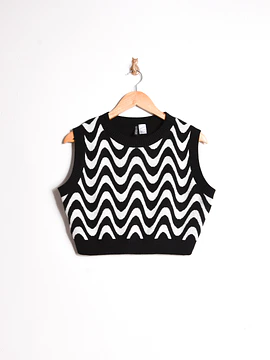 Sweater vest negro wavy