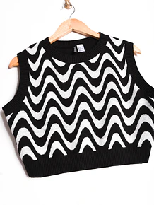 Sweater vest negro wavy