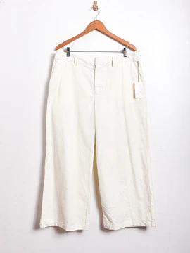 Pantalón wide leg cotelé marfil