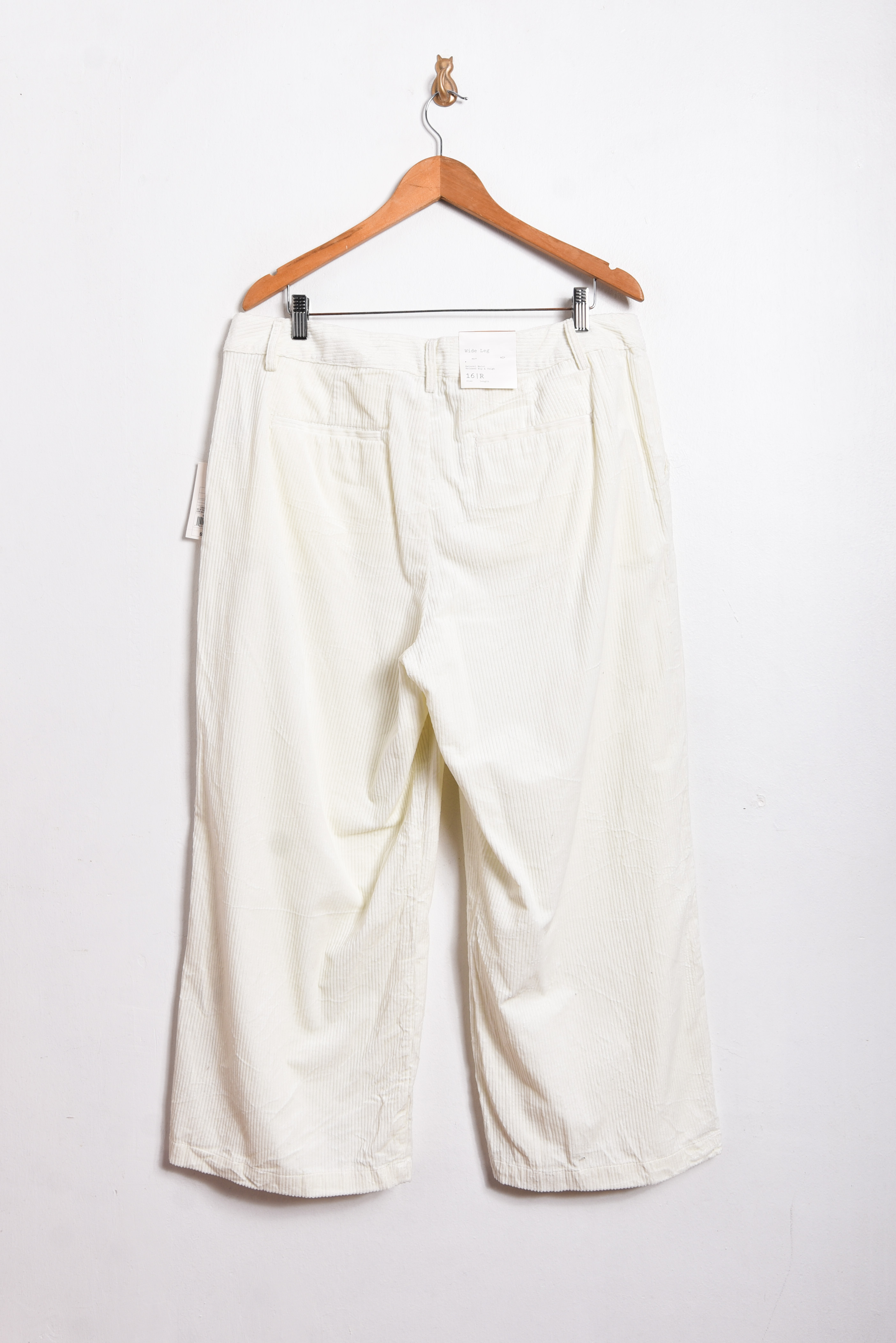 Pantalón wide leg cotelé marfil