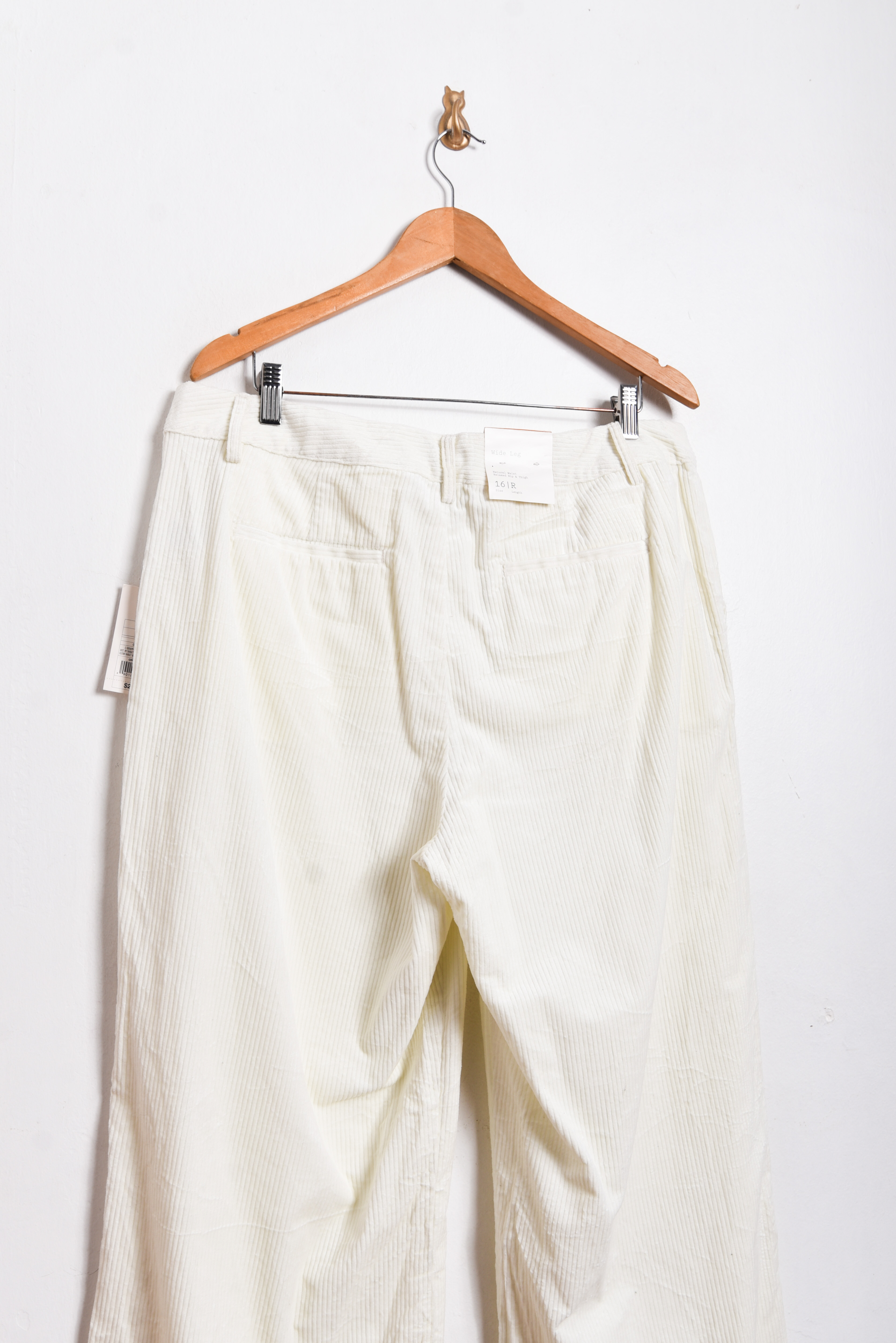 Pantalón wide leg cotelé marfil