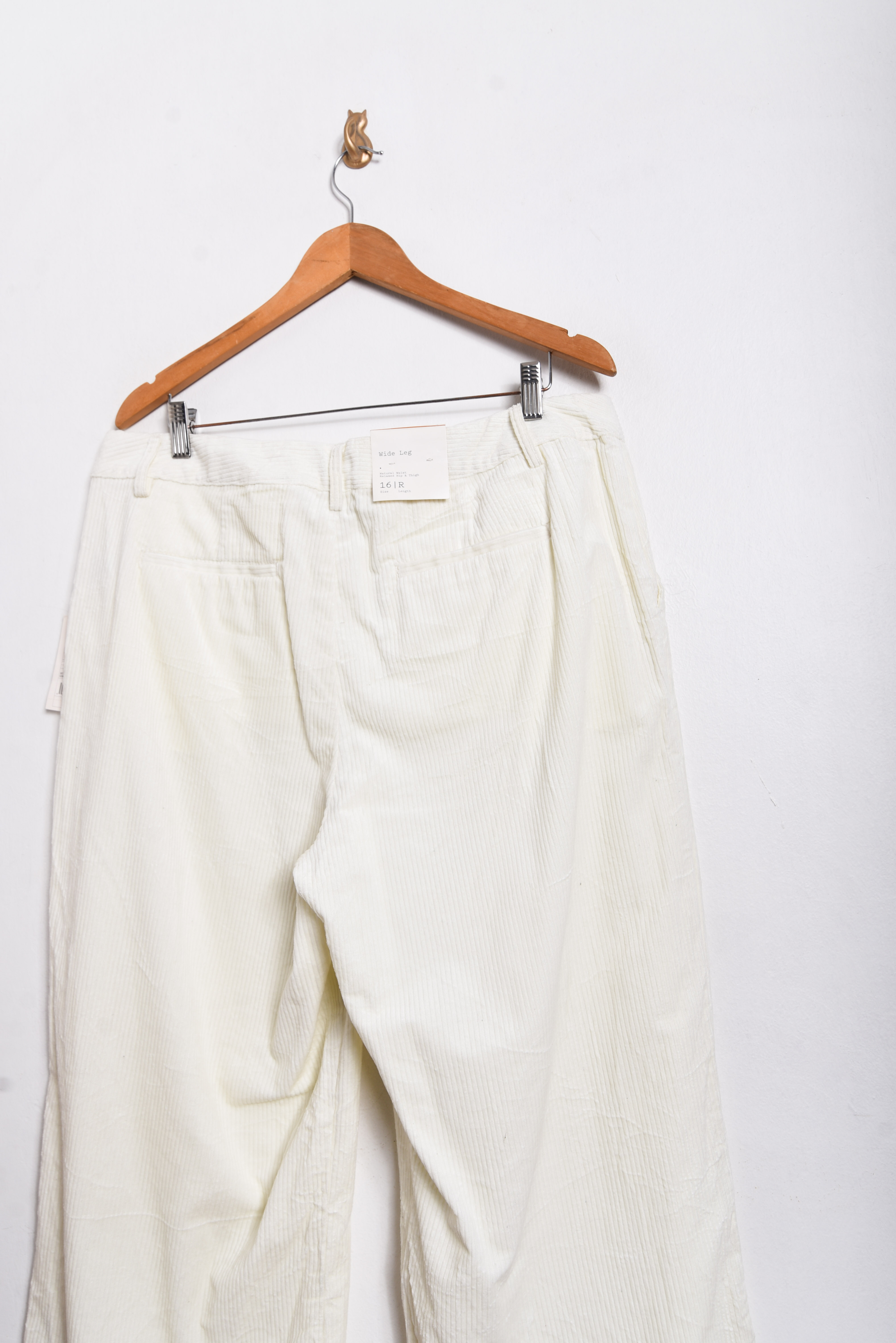 Pantalón wide leg cotelé marfil