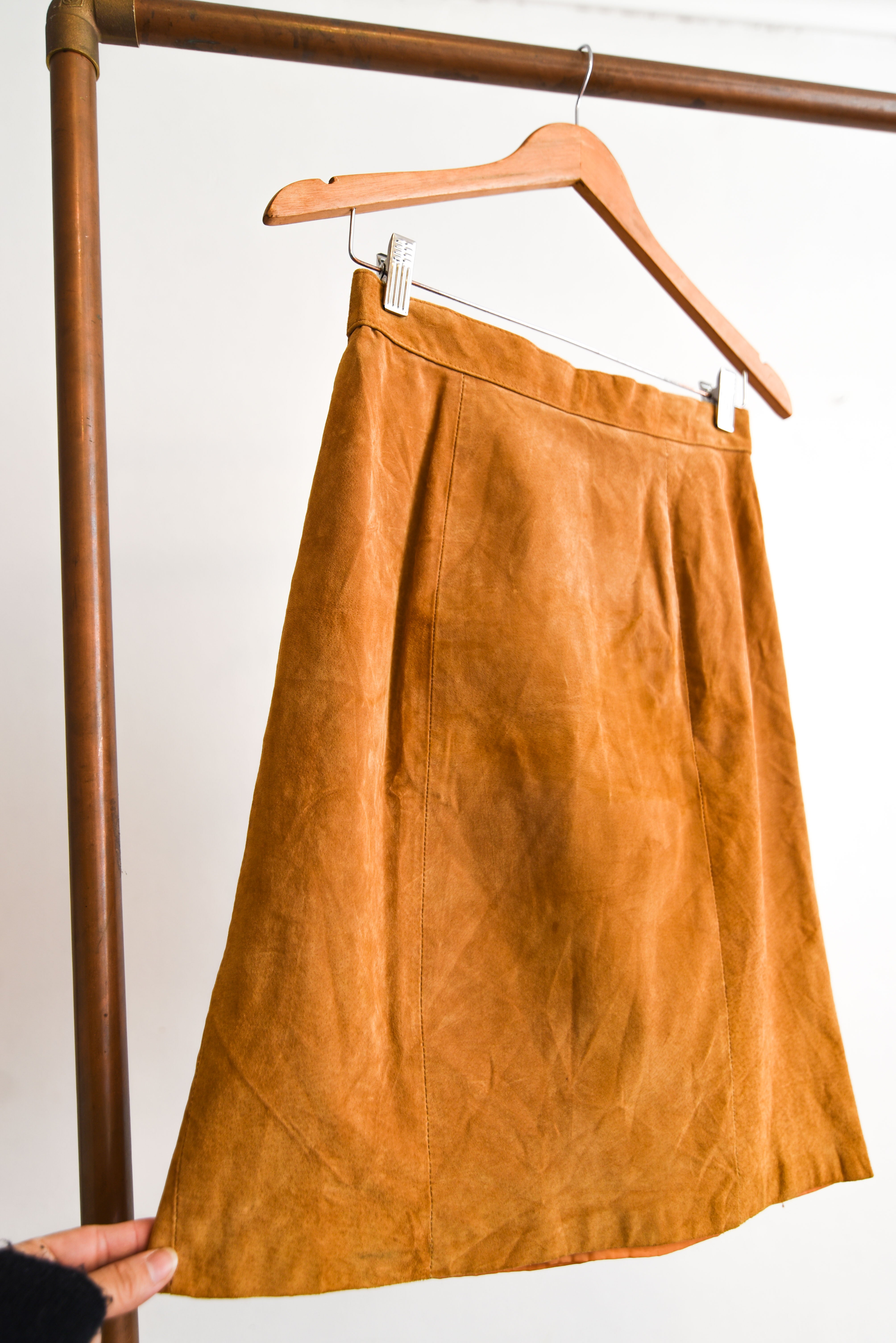 Falda vintage camel gamuza
