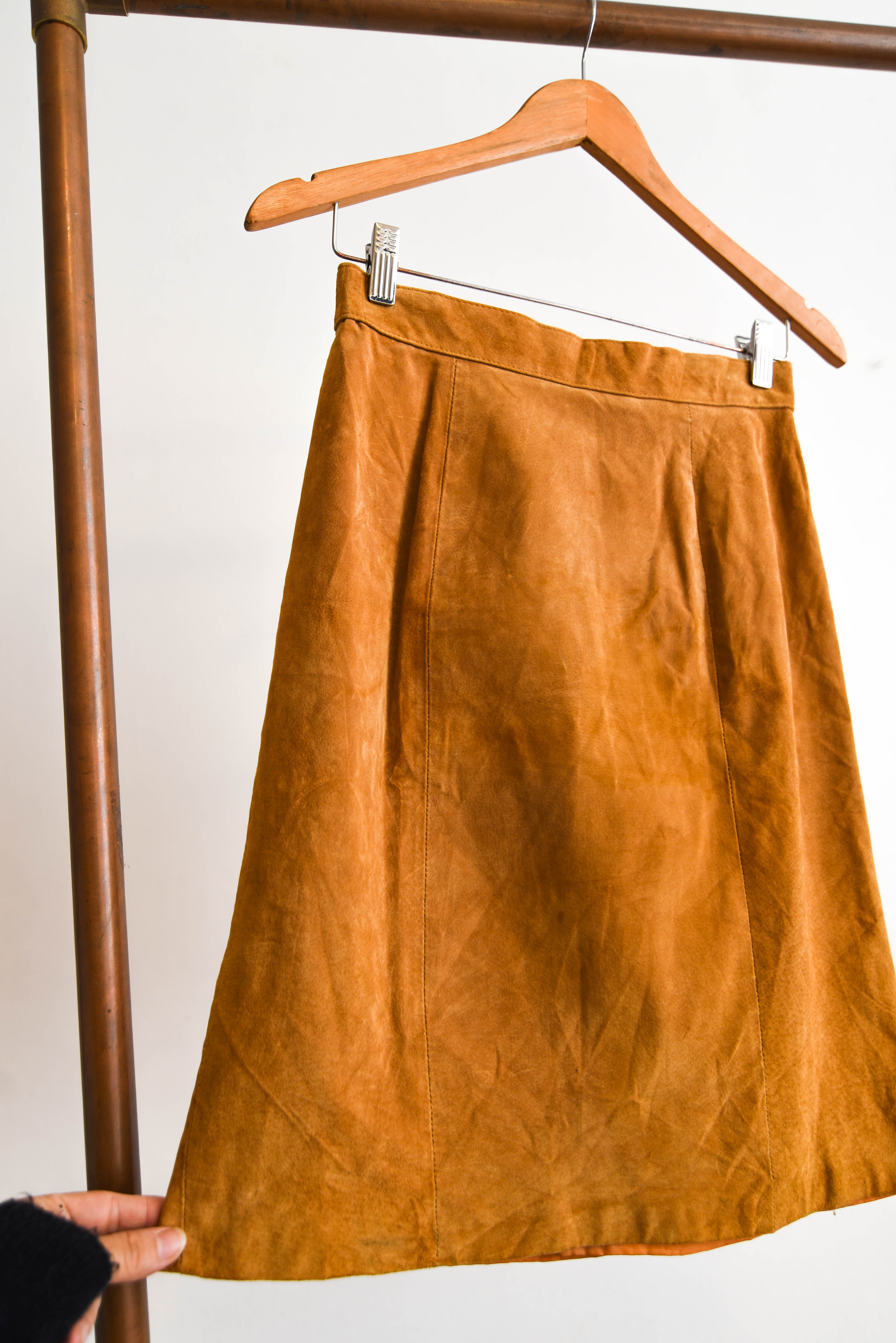 Falda vintage camel gamuza