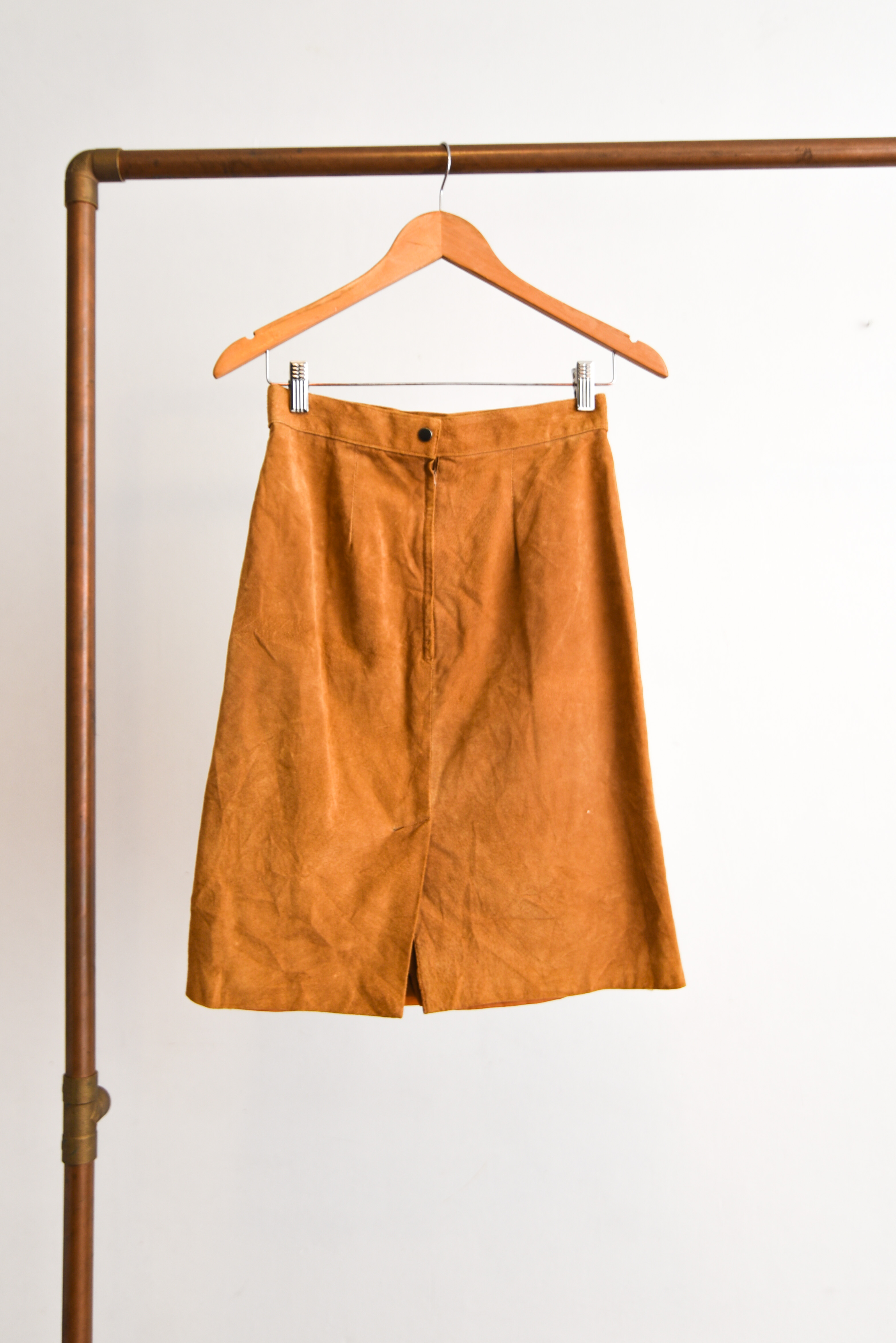 Falda vintage camel gamuza
