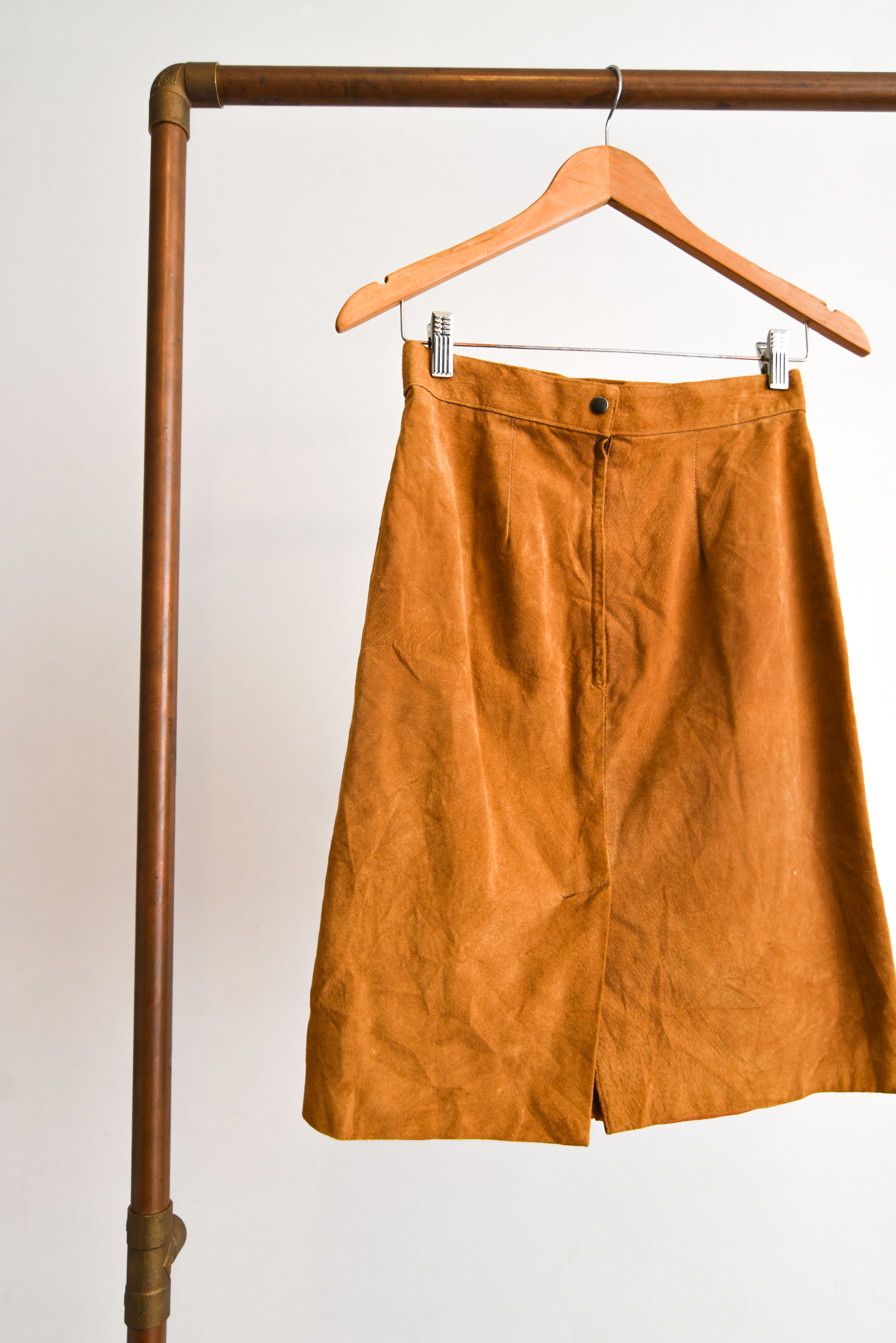 Falda vintage camel gamuza