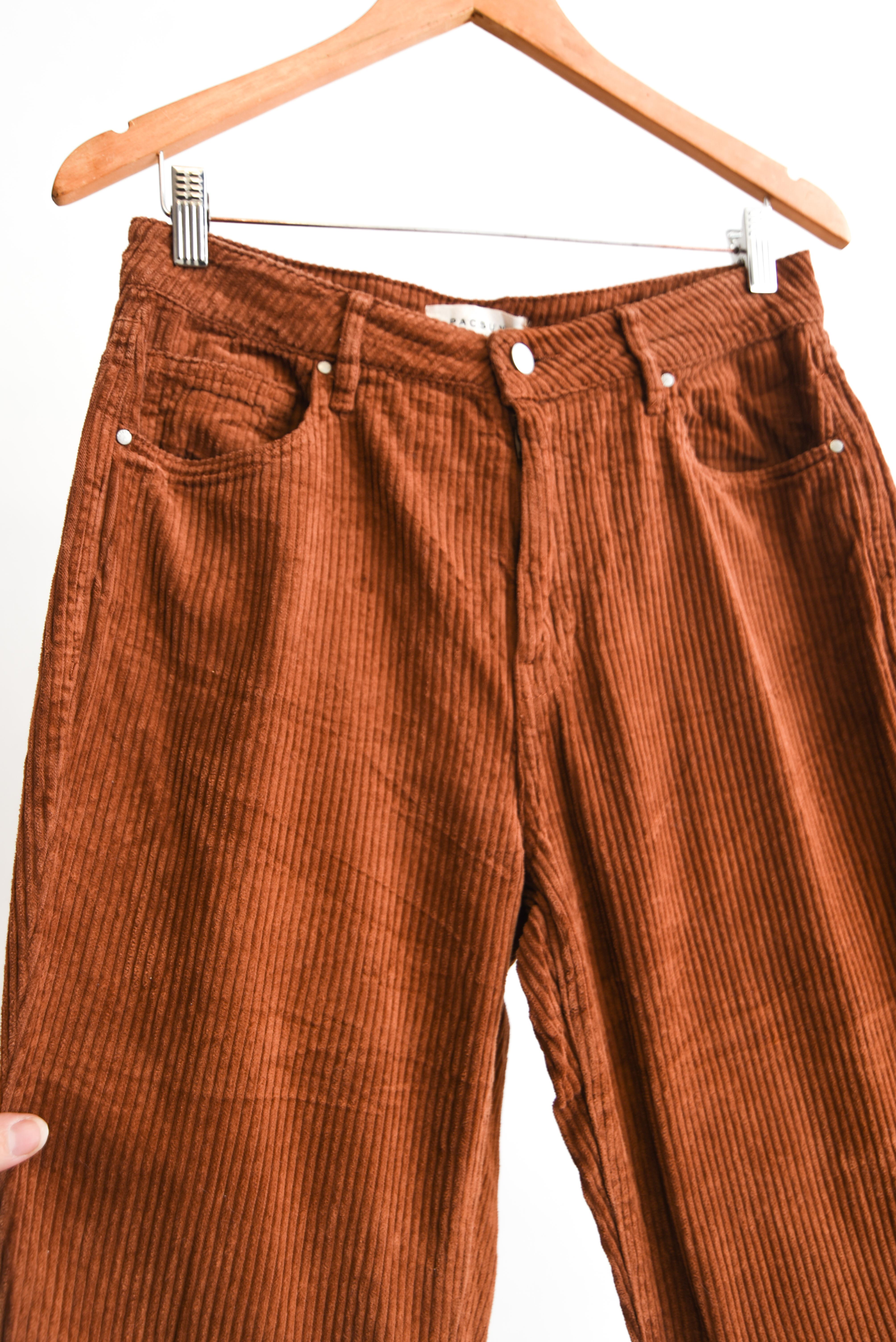 Pantalón tiro alto cotelé camel