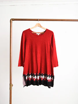 Mini vestido tejido rojo rombos