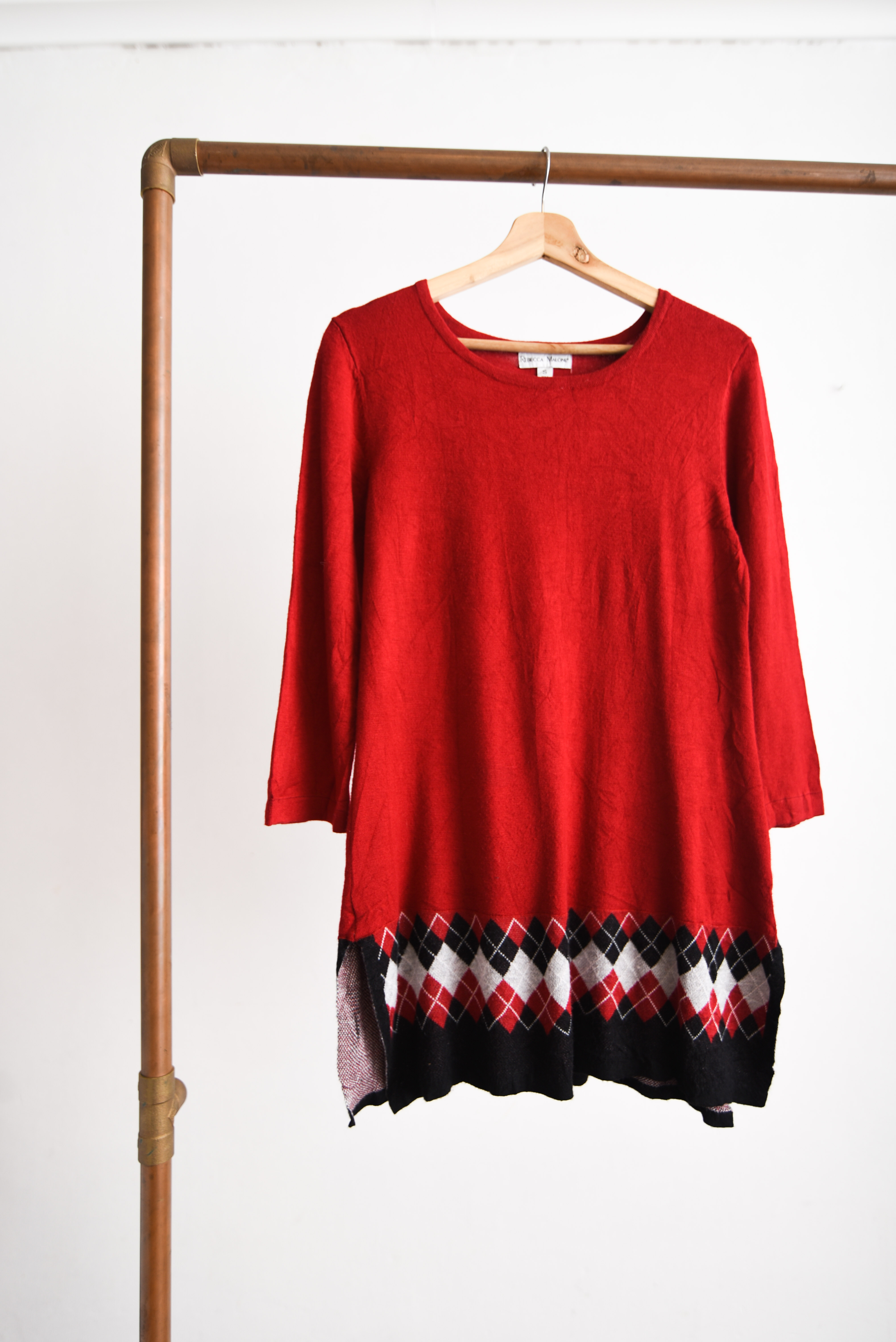 Mini vestido tejido rojo rombos