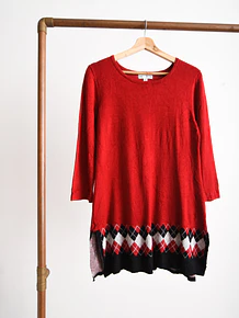 Mini vestido tejido rojo rombos