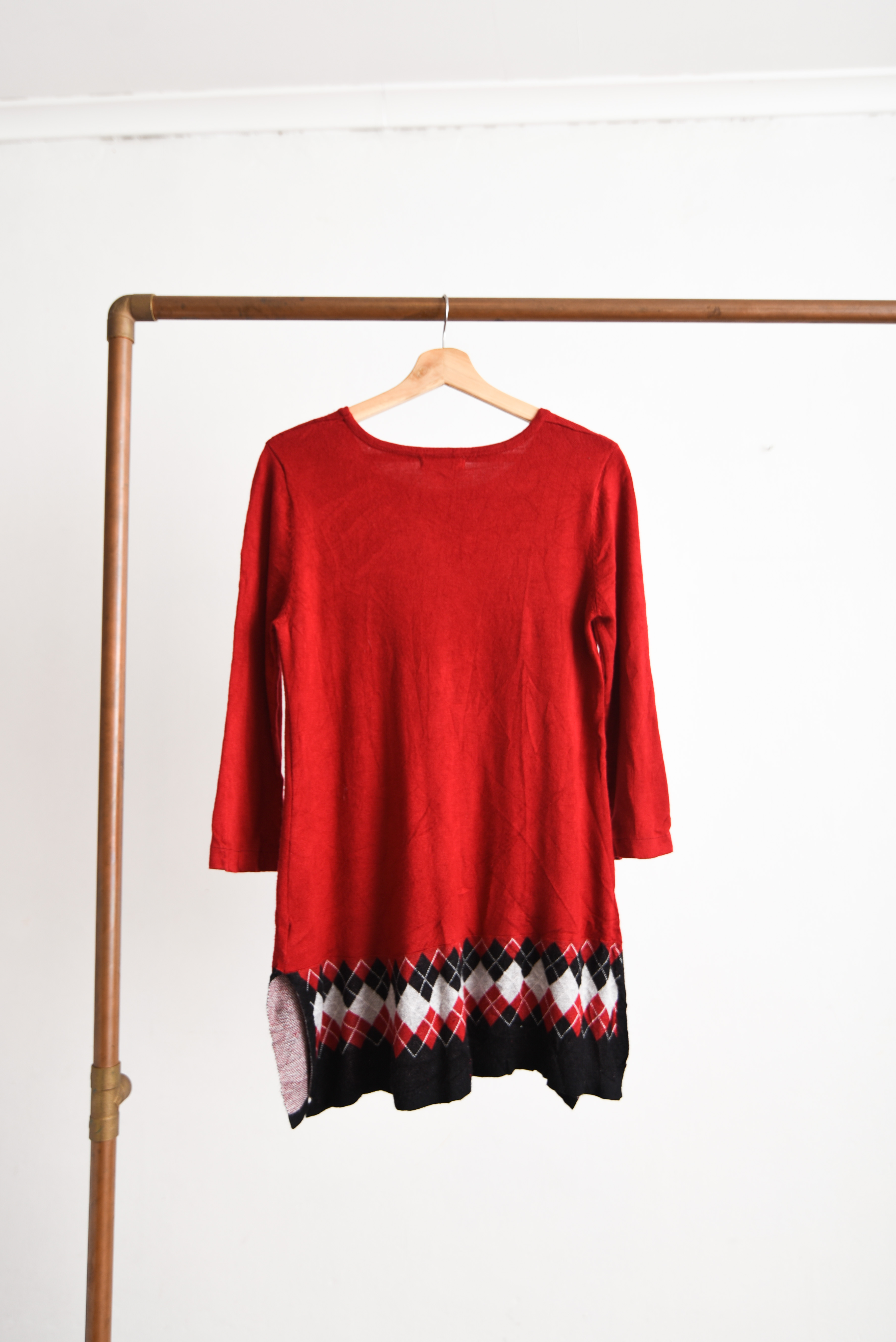 Mini vestido tejido rojo rombos