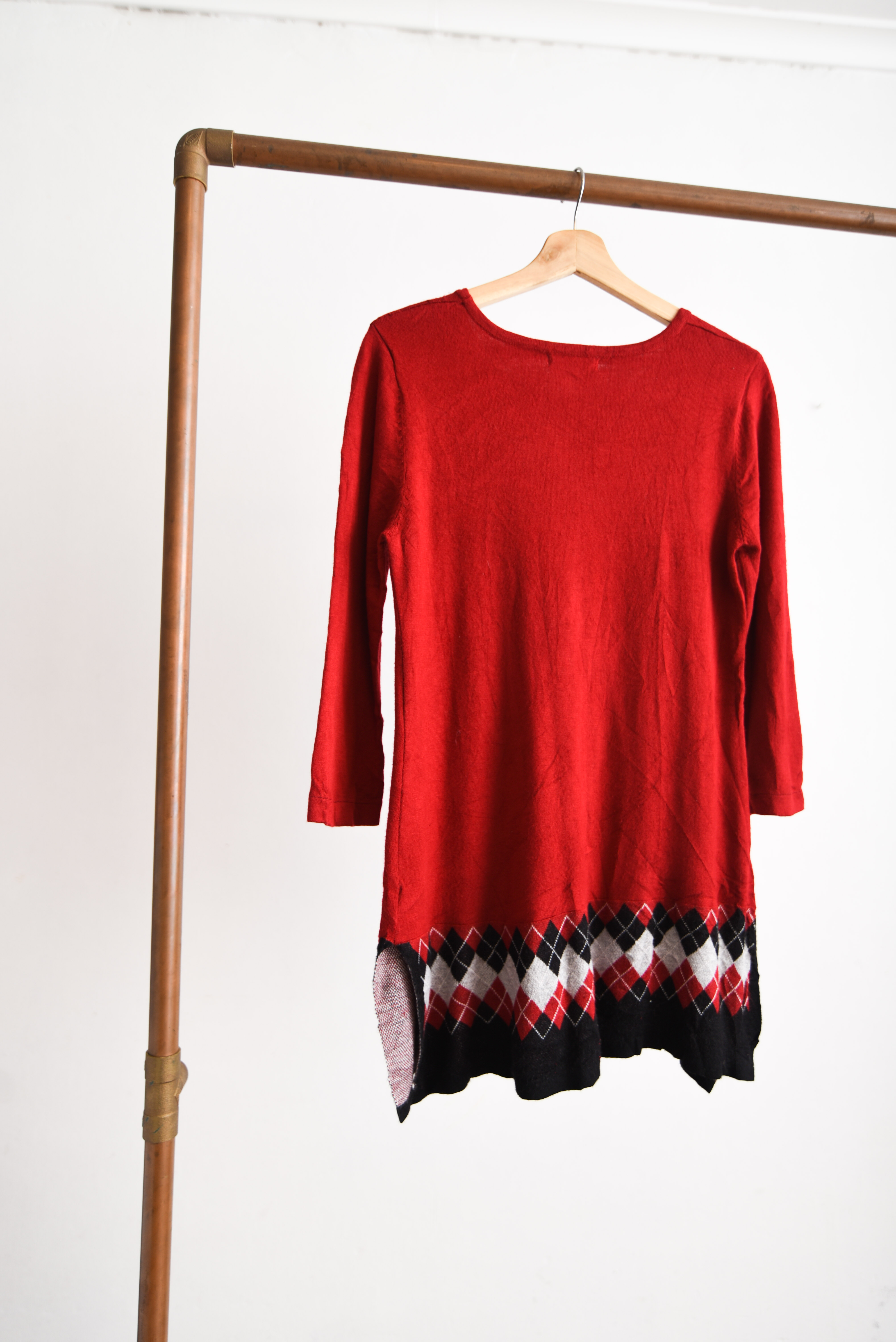 Mini vestido tejido rojo rombos