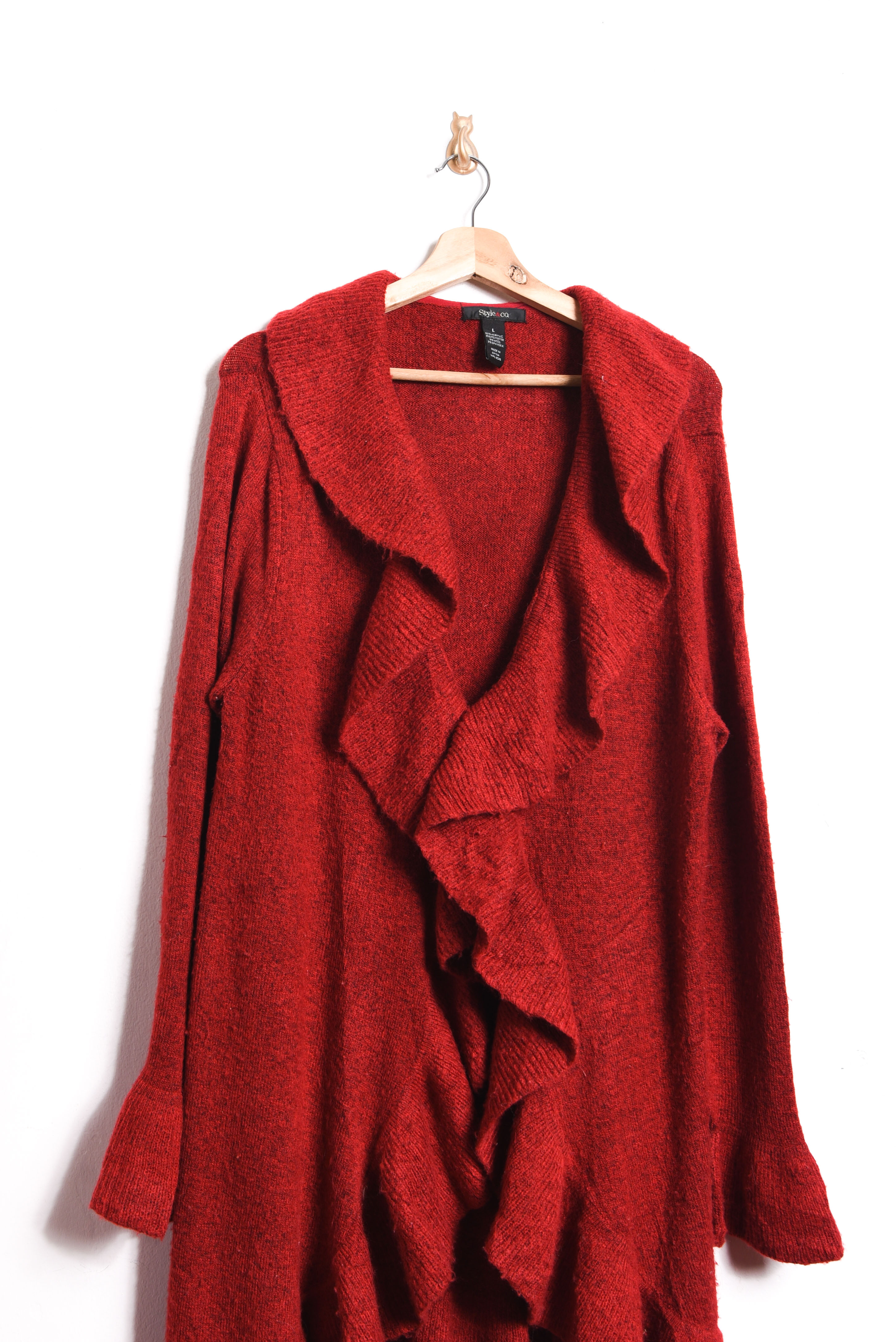 Chaleco rojo cardigan vuelos