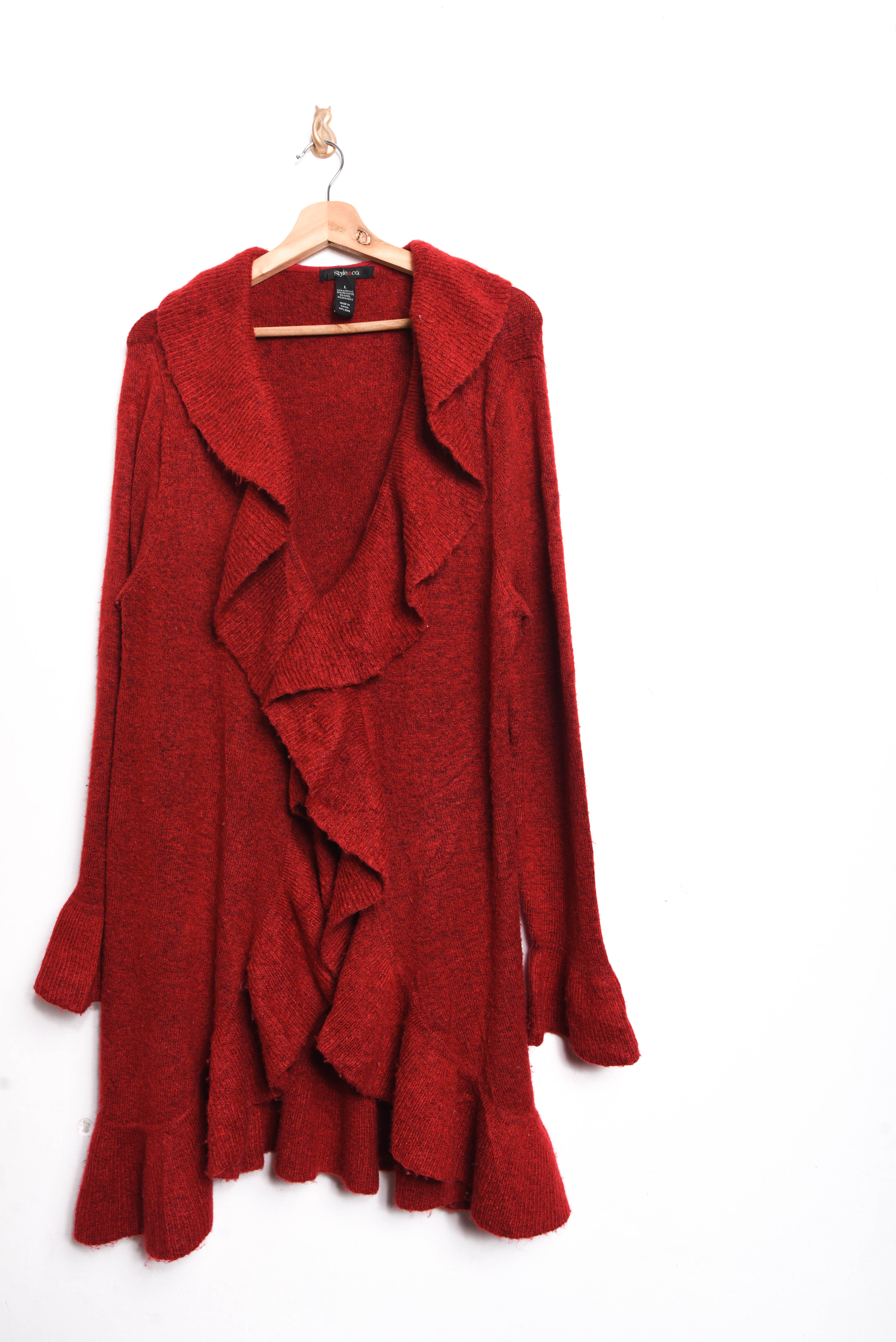 Chaleco rojo cardigan vuelos