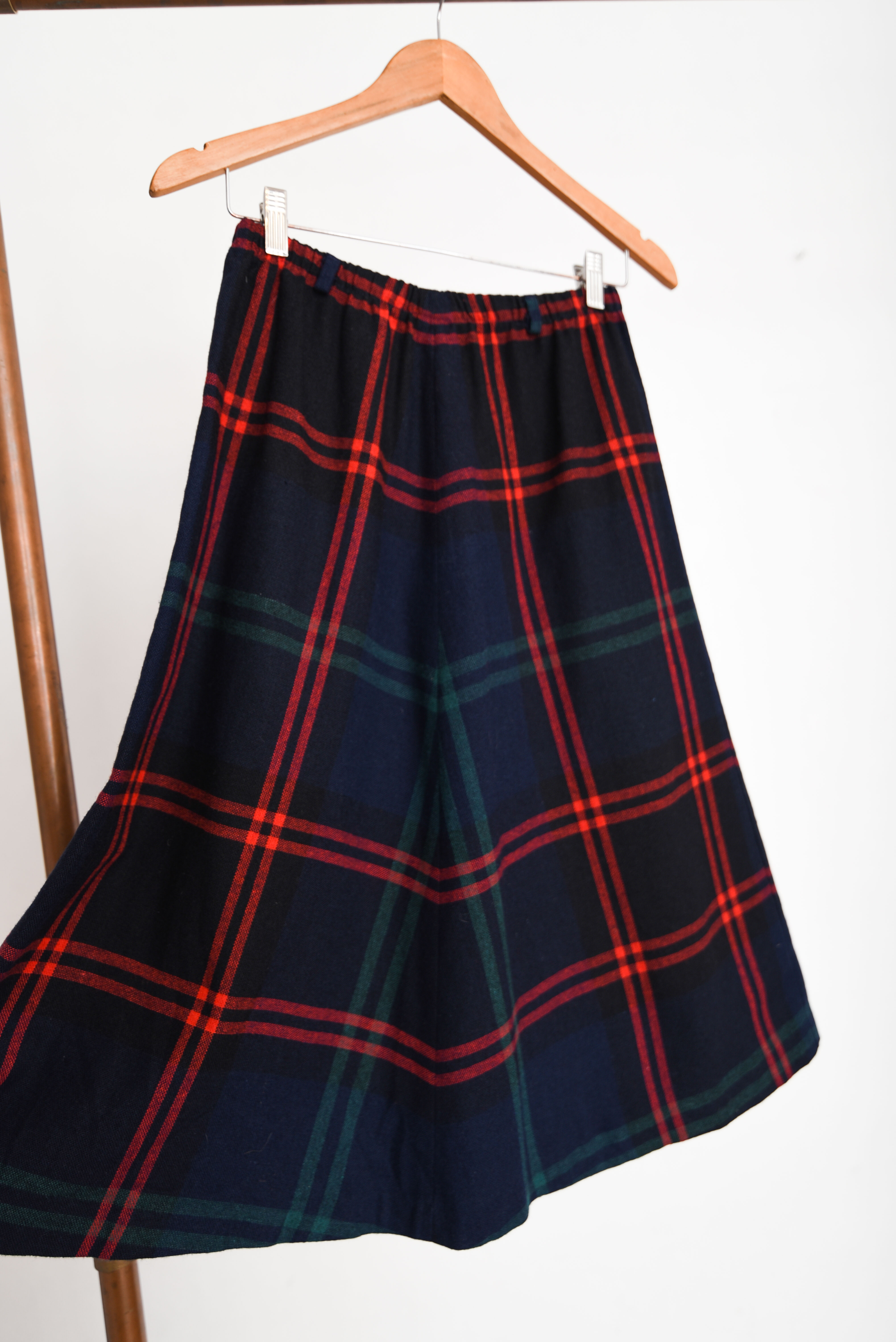 Falda midi tartán vintage