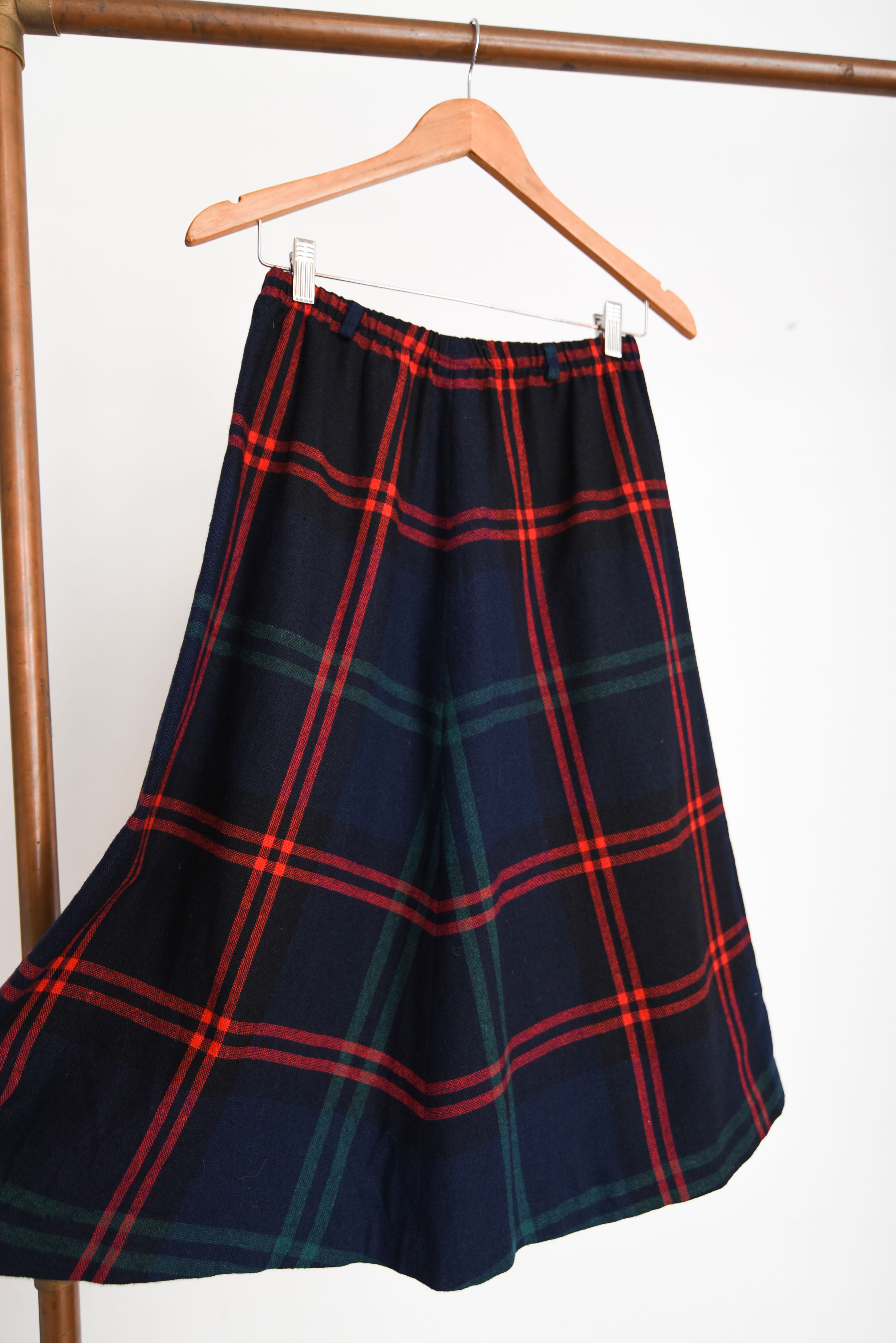 Falda midi tartán vintage