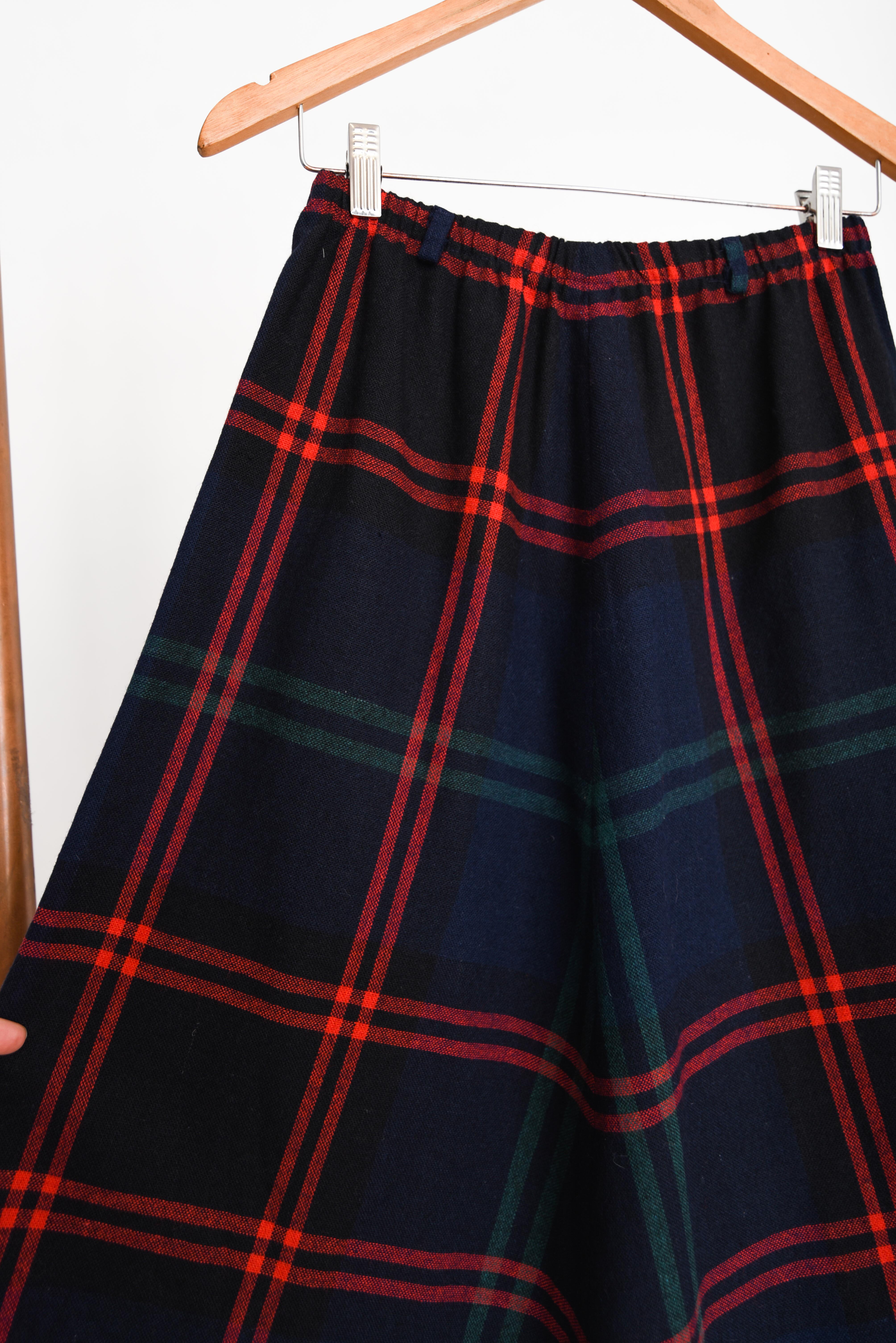 Falda midi tartán vintage