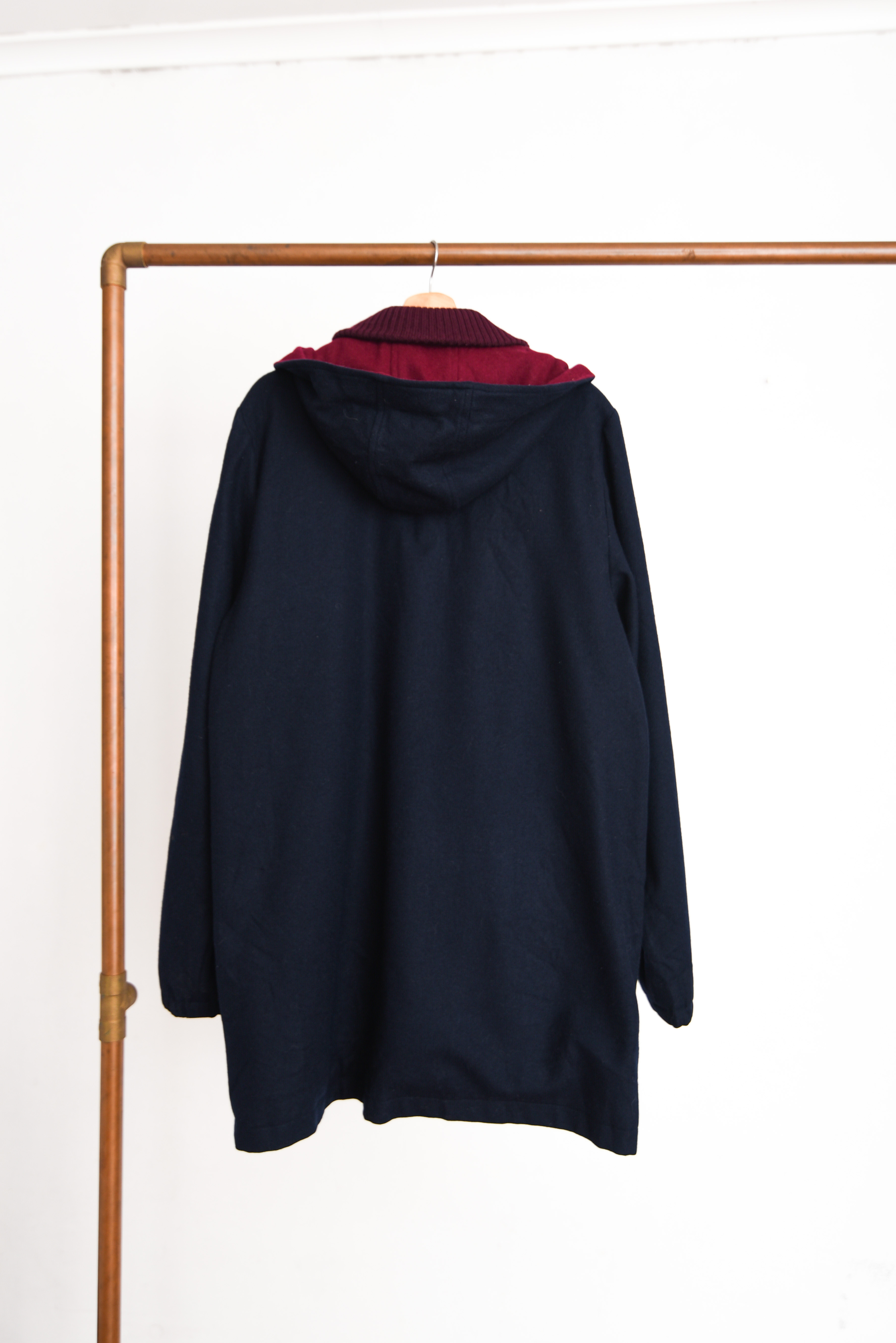 Abrigo navy burdeo lana botones vintage