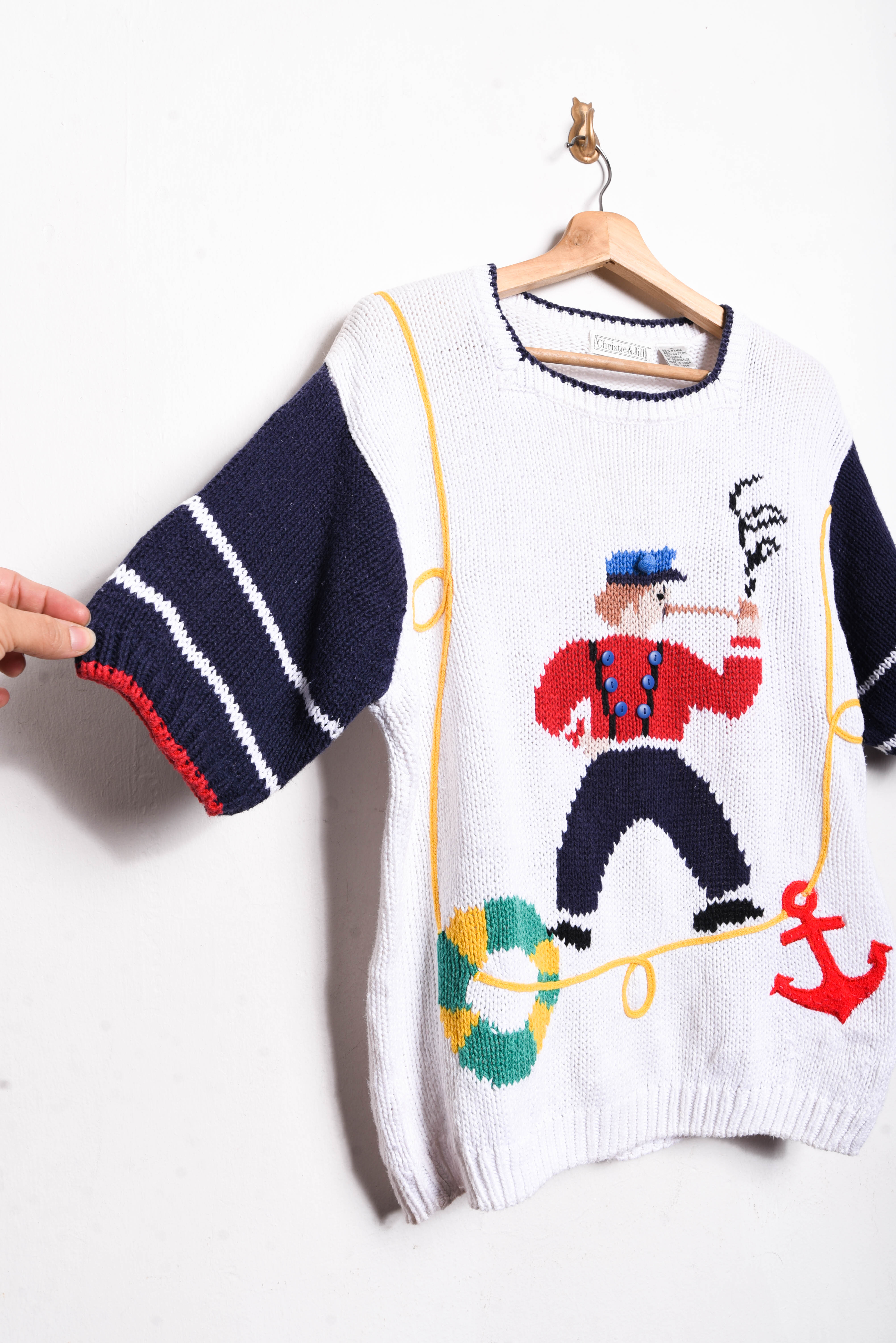 Chaleco blanco navy marinerito vintage