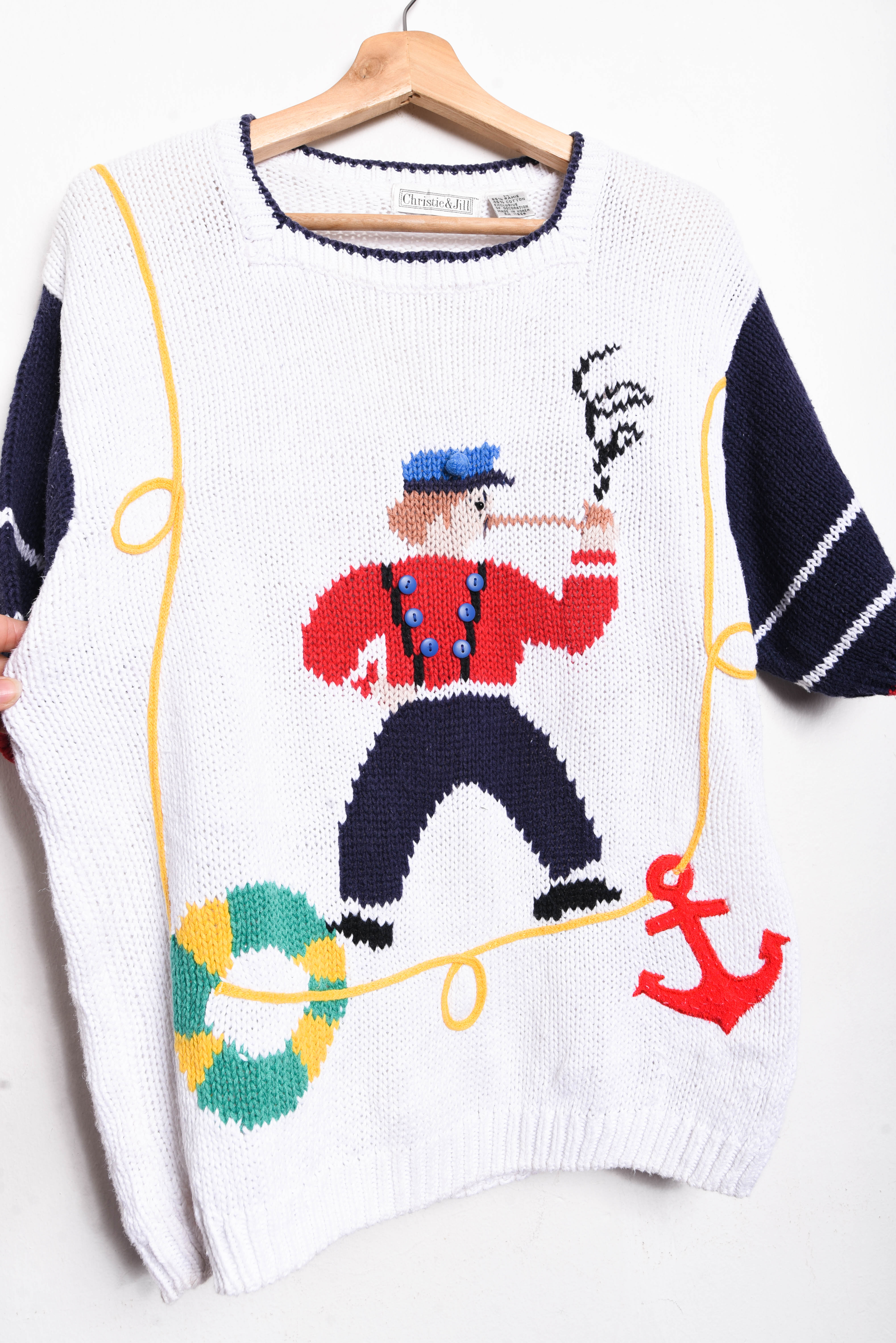 Chaleco blanco navy marinerito vintage