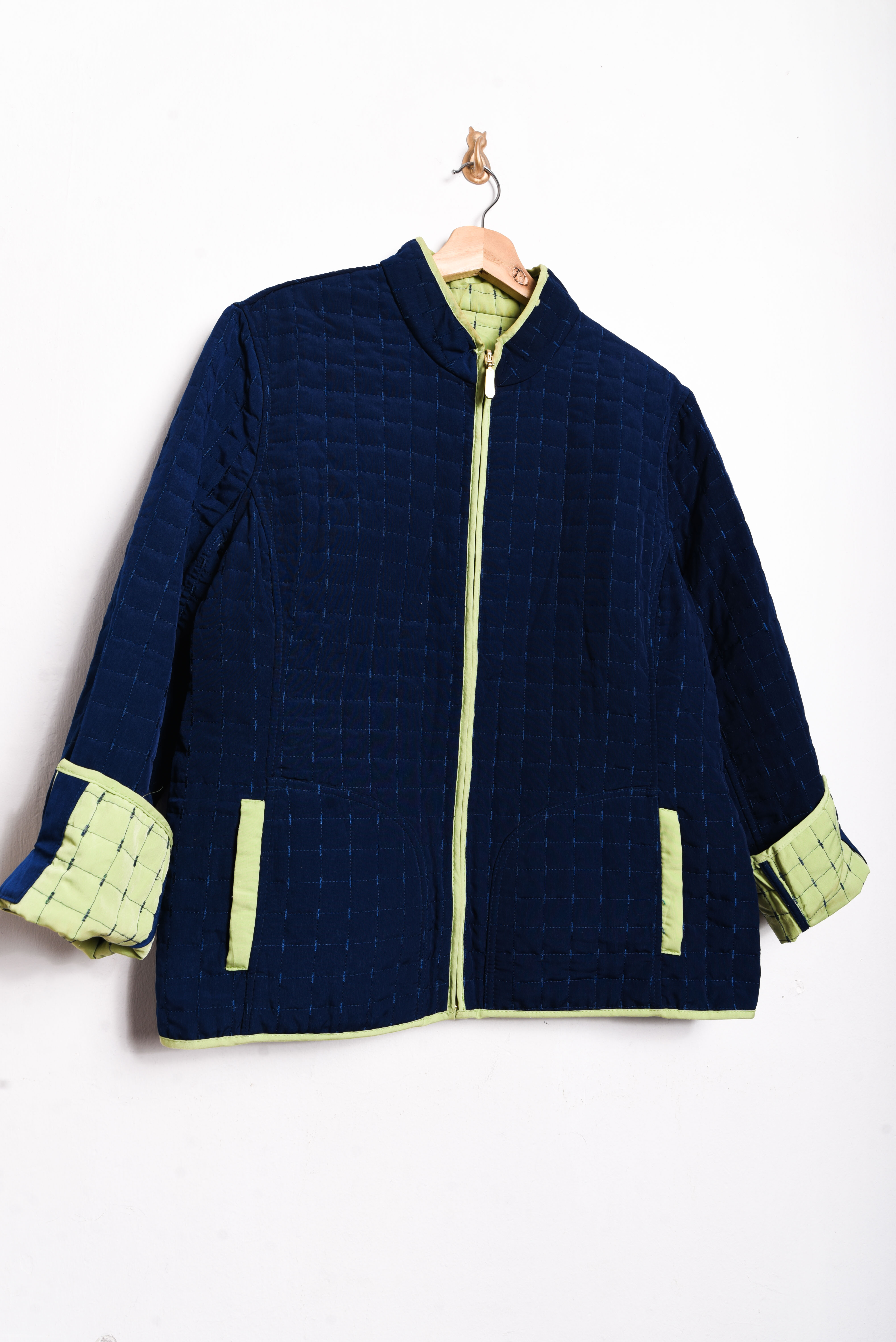 Chaqueta azul green quilted reversible