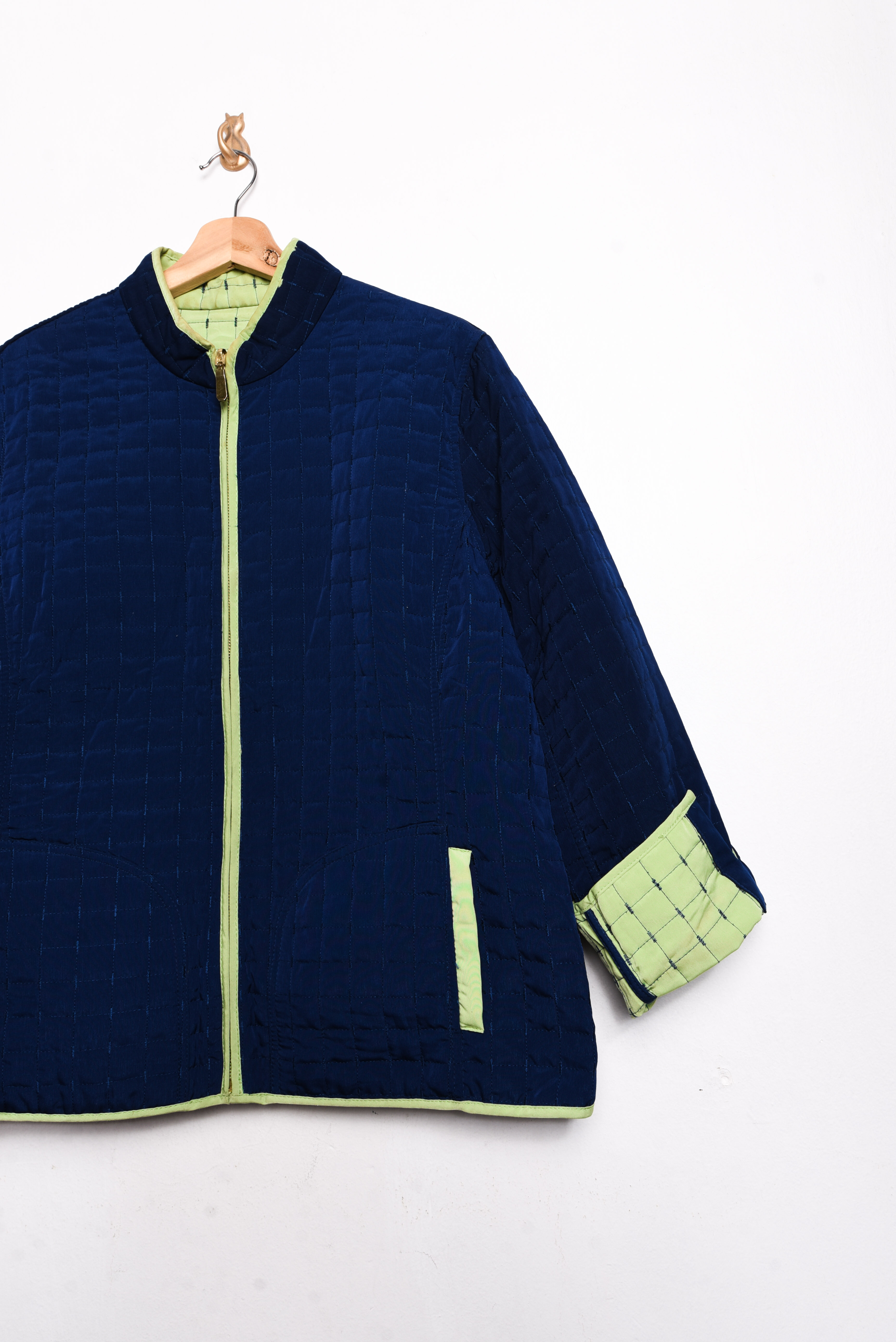 Chaqueta azul green quilted reversible