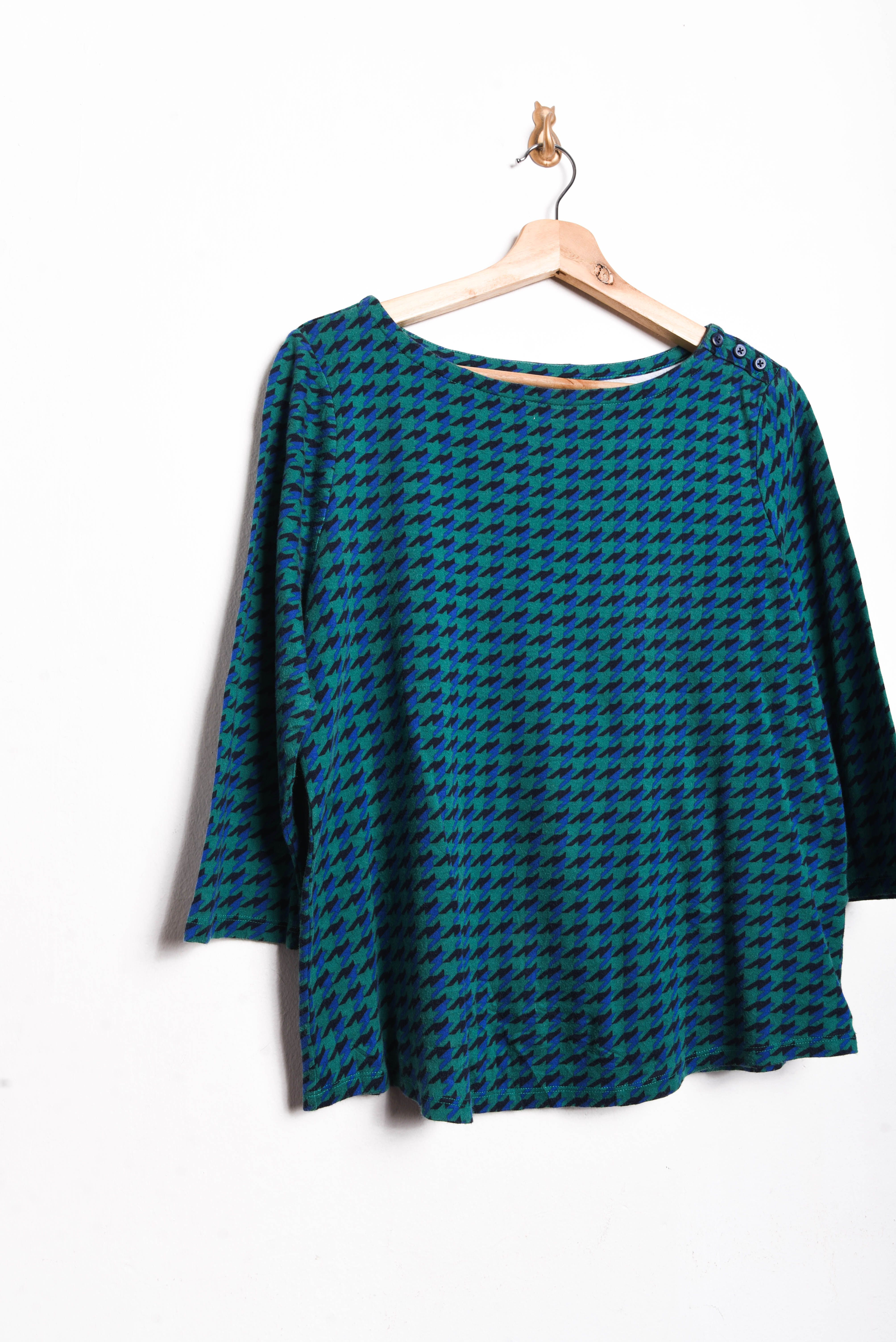 Polera azul pata de gallo green