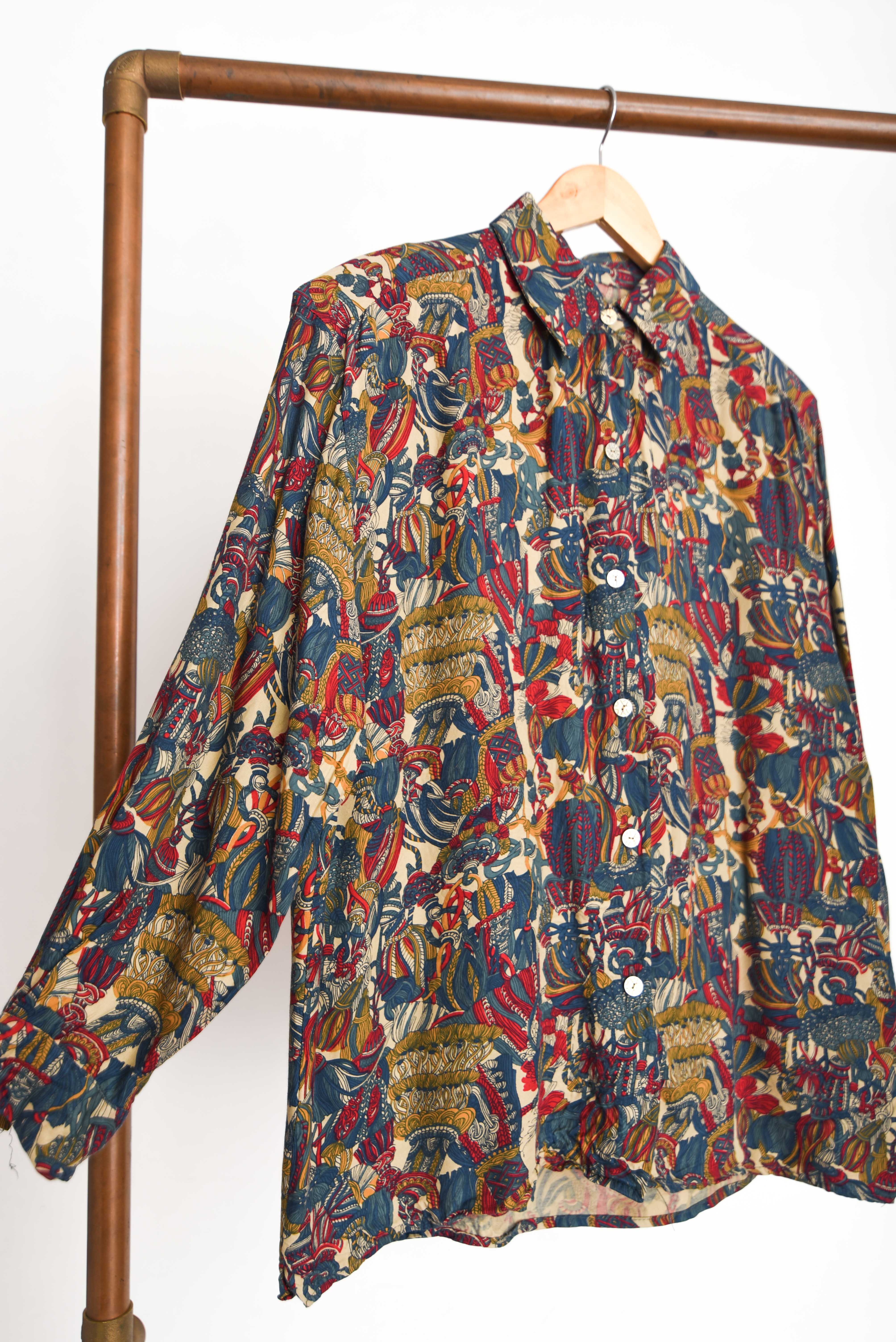 Blusa baroque print vintage green