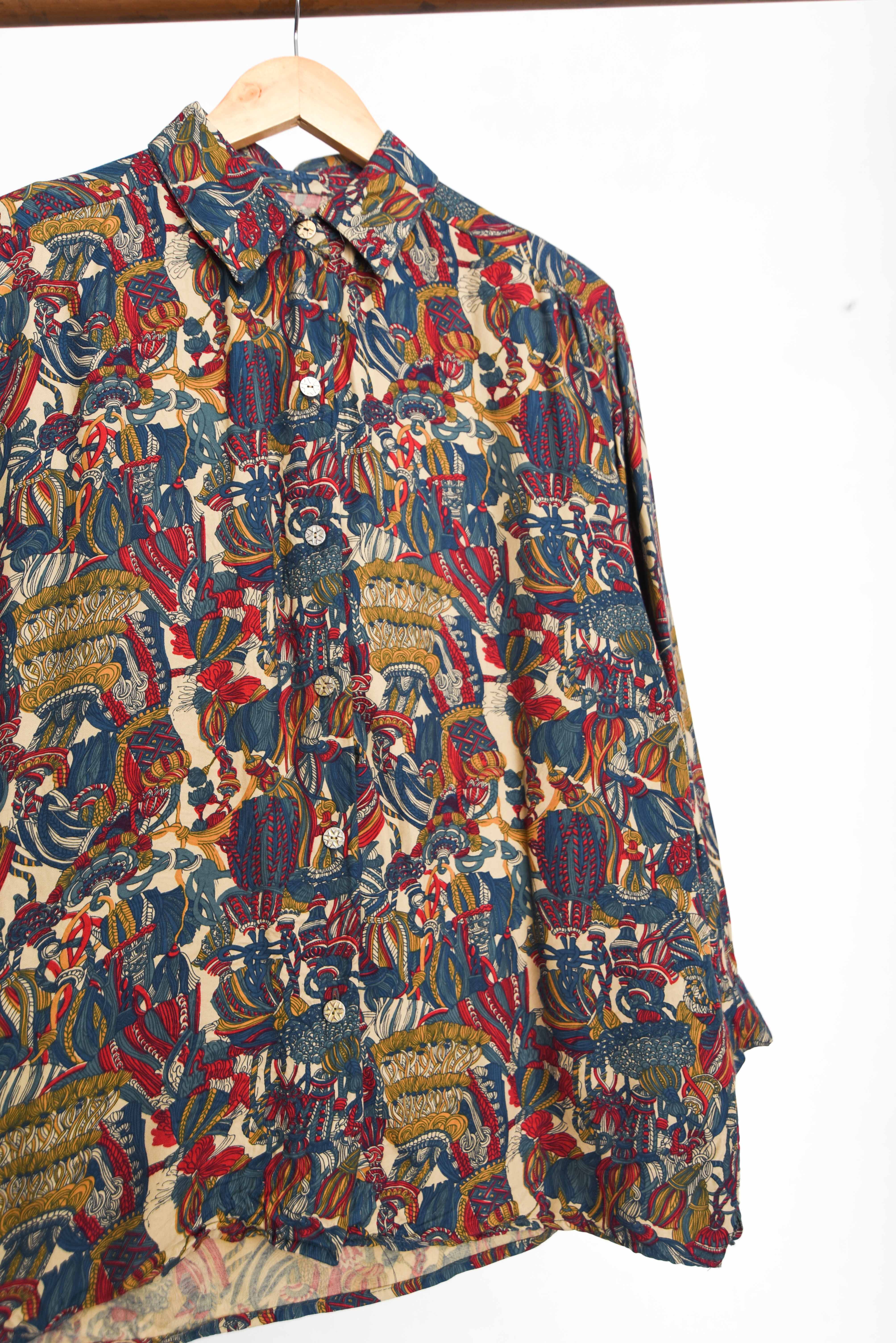Blusa baroque print vintage green