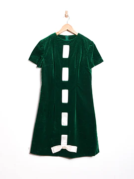 Vestido green velvet 60s