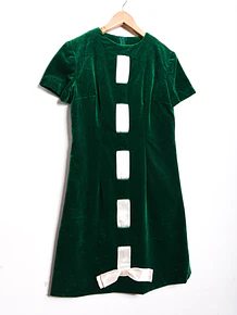 Vestido green velvet 60s