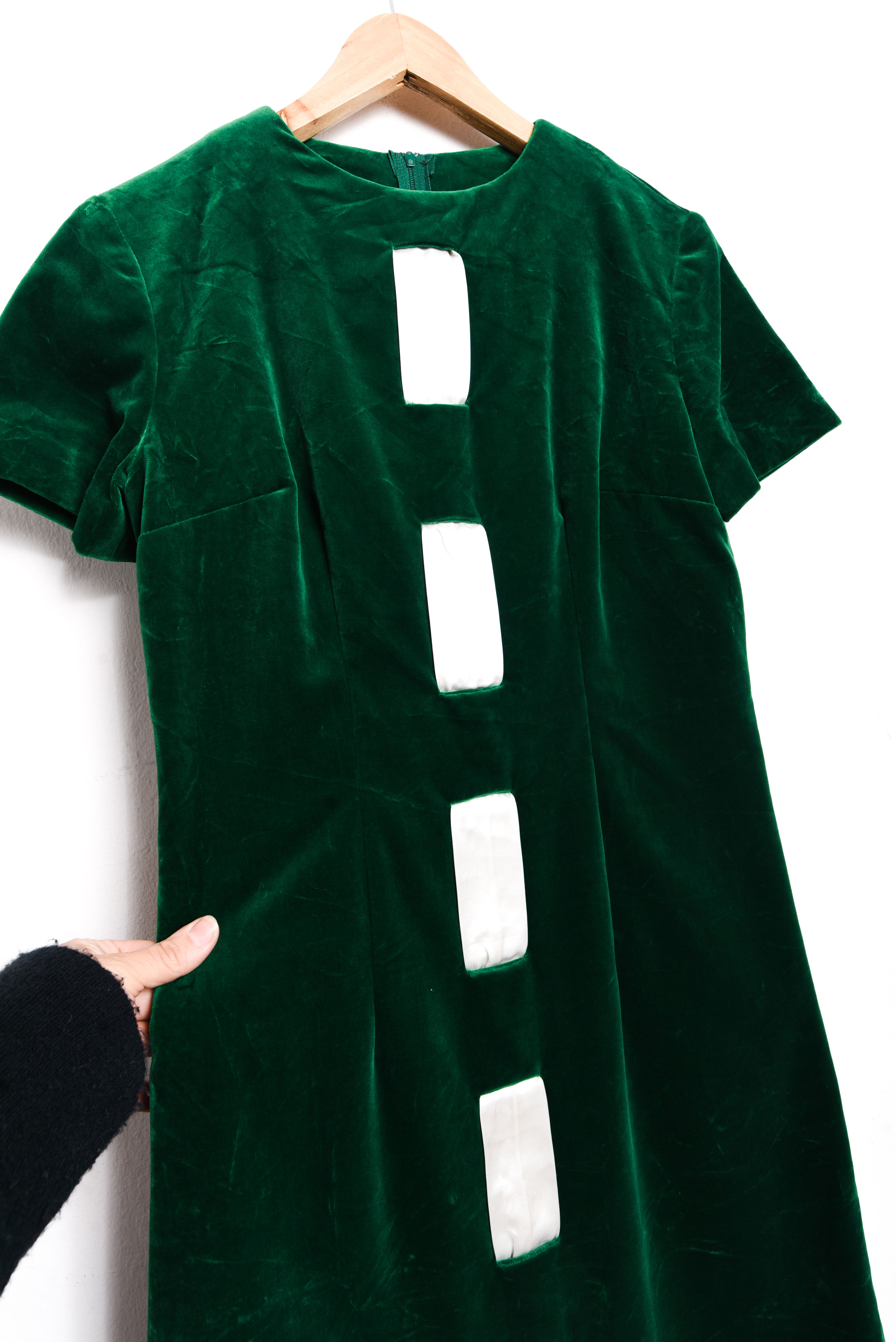 Vestido green velvet 60s