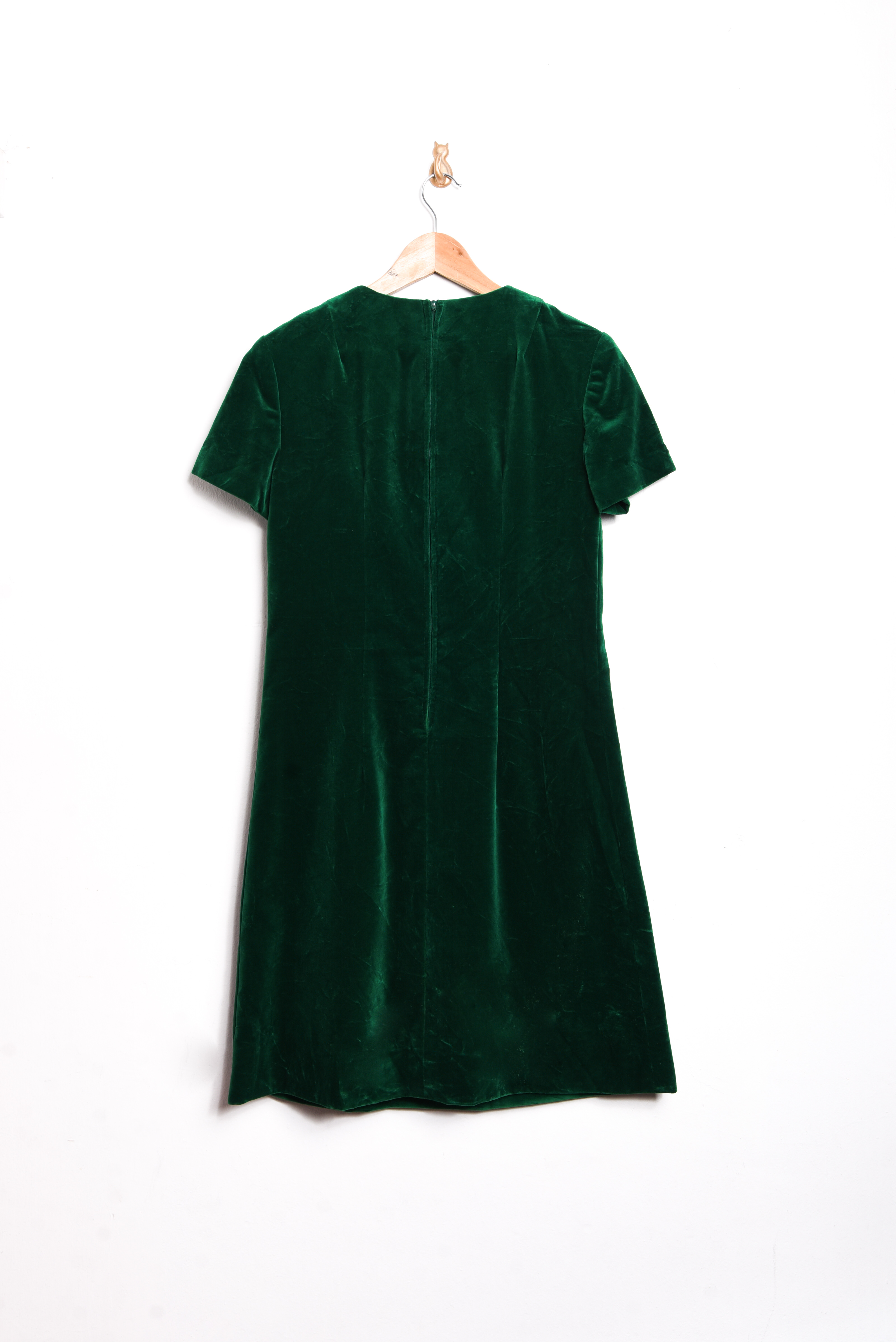 Vestido green velvet 60s