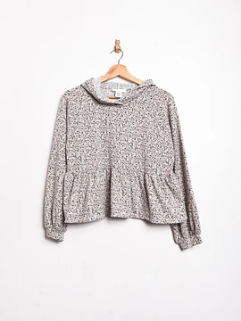 Polerón gris animal print vuelos