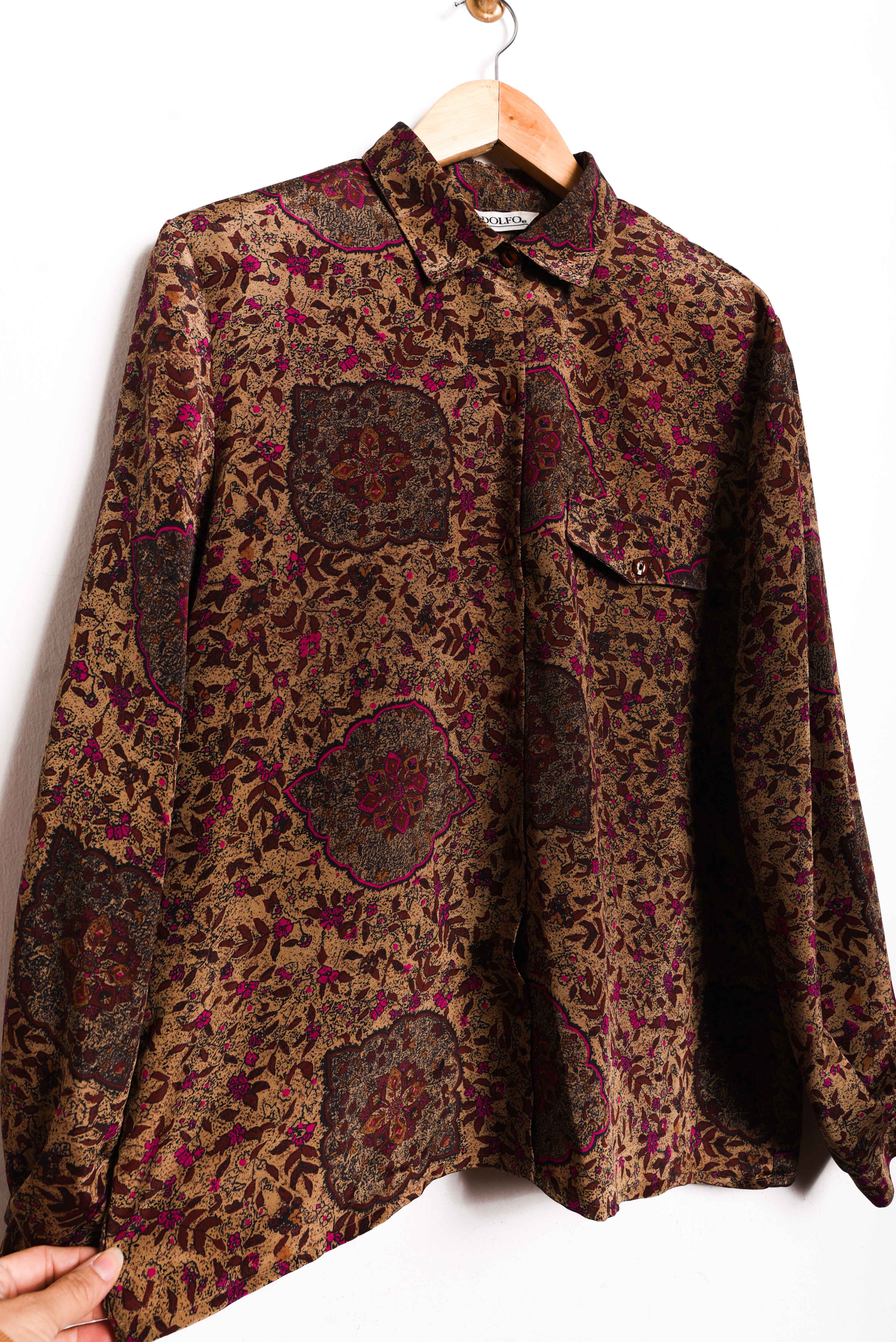Blusa café vintage otoñal