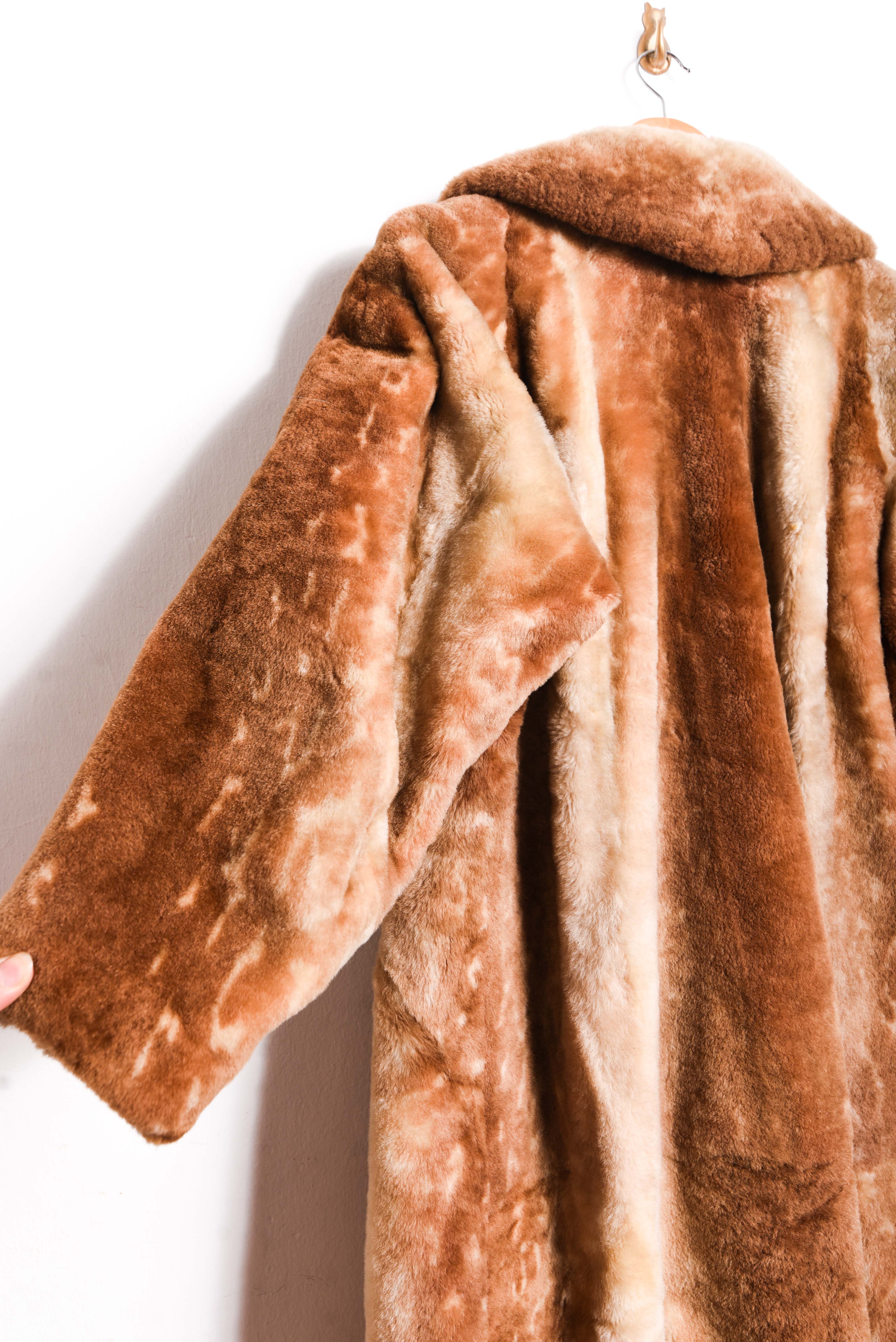 Abrigo café faux fur vintage