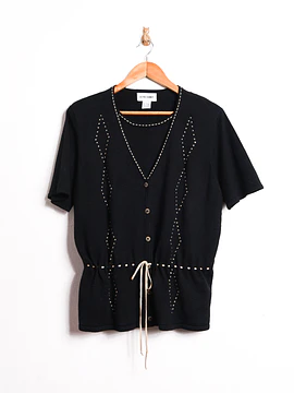 Top tejido negro rombos
