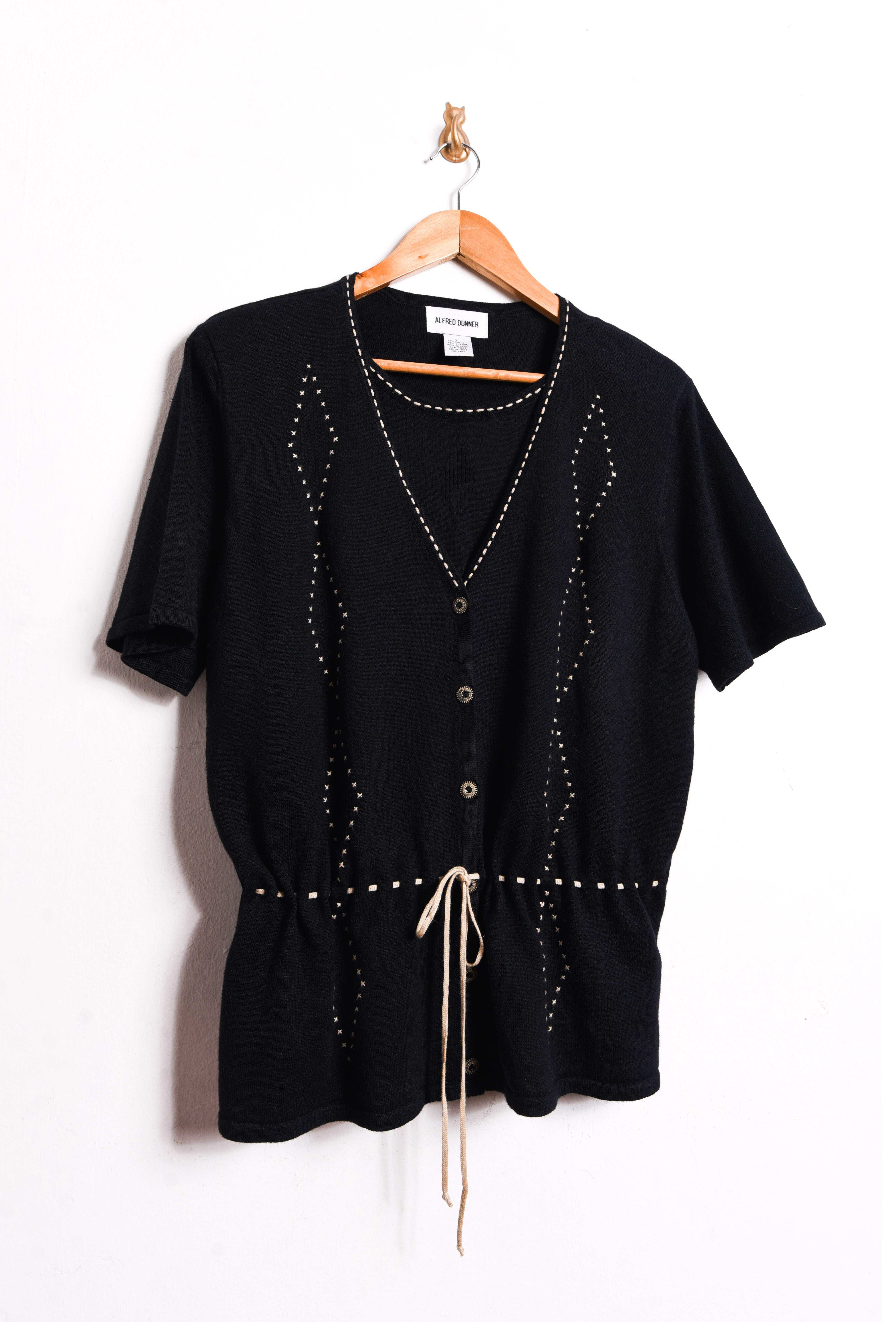 Top tejido negro rombos