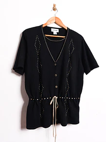 Top tejido negro rombos