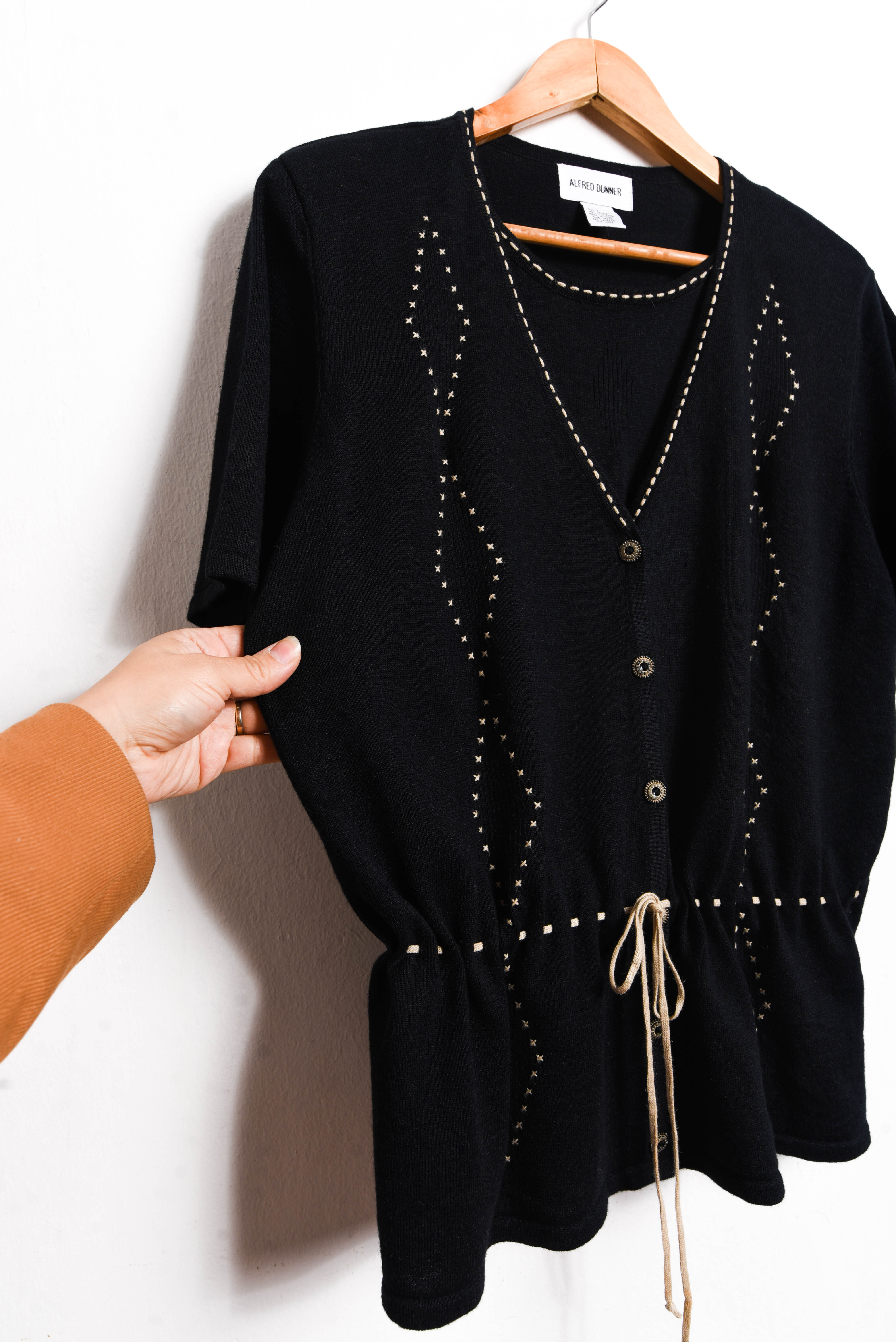Top tejido negro rombos
