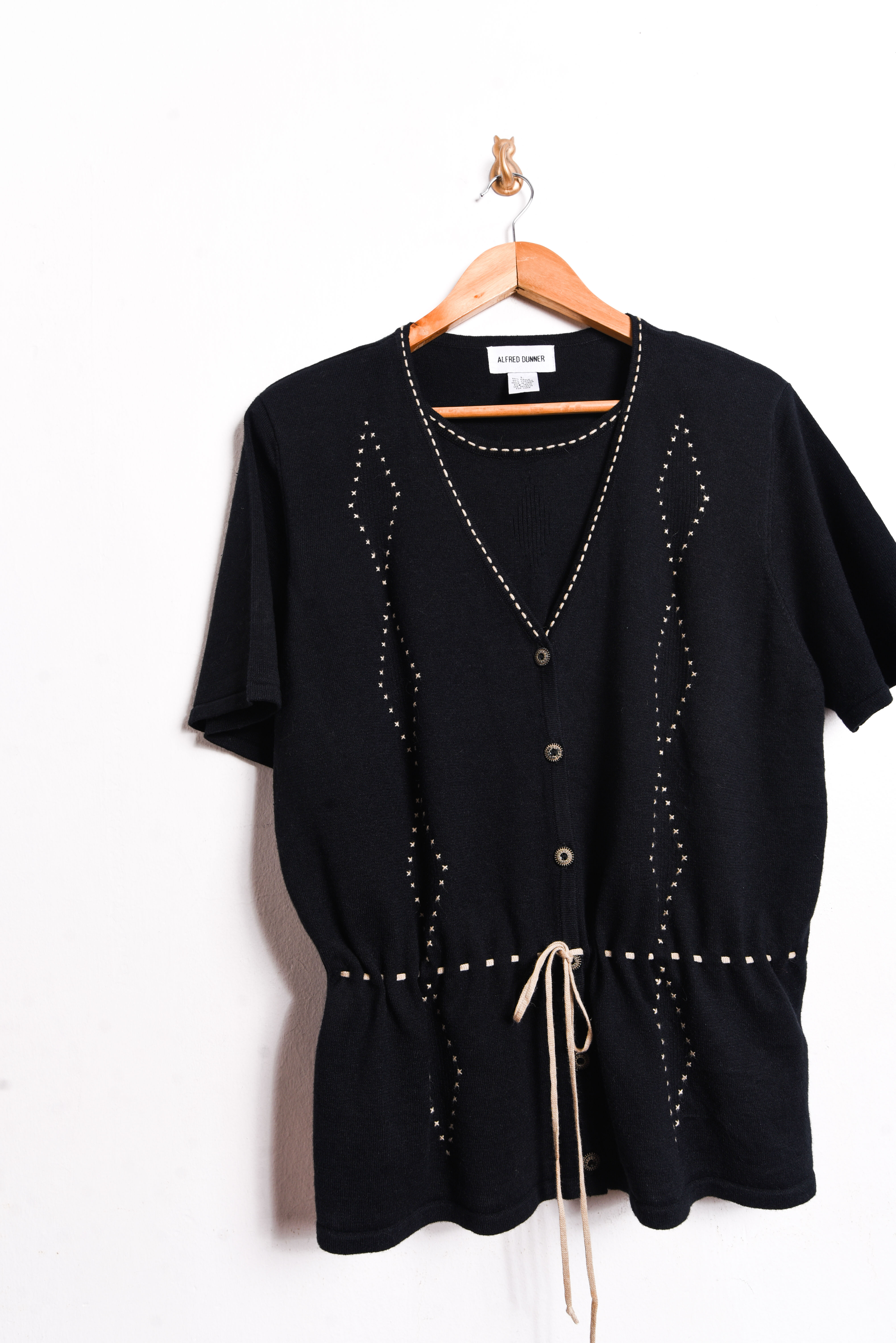 Top tejido negro rombos